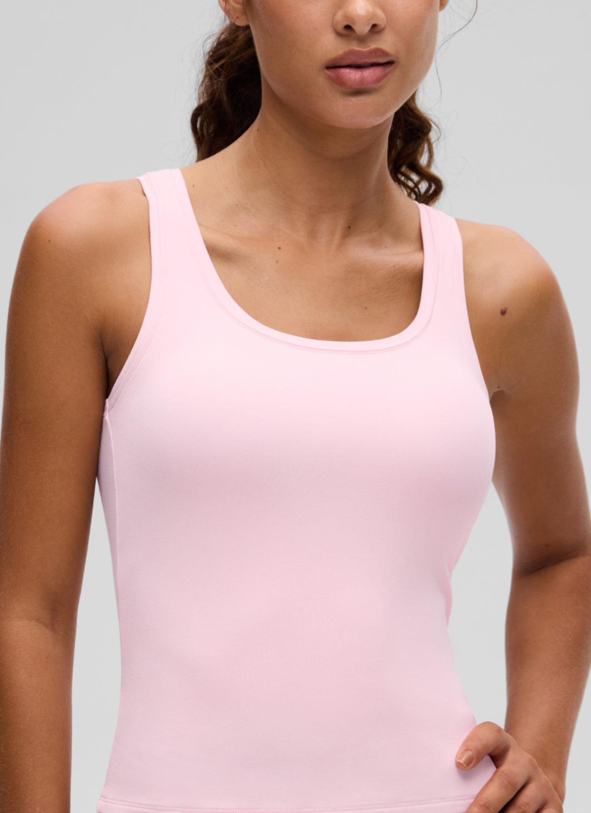CRZ YOGA Women Softembrace Soft Double Lined Scoop Neck Tanks Casual Tops Strawberry Pink @model_info:J