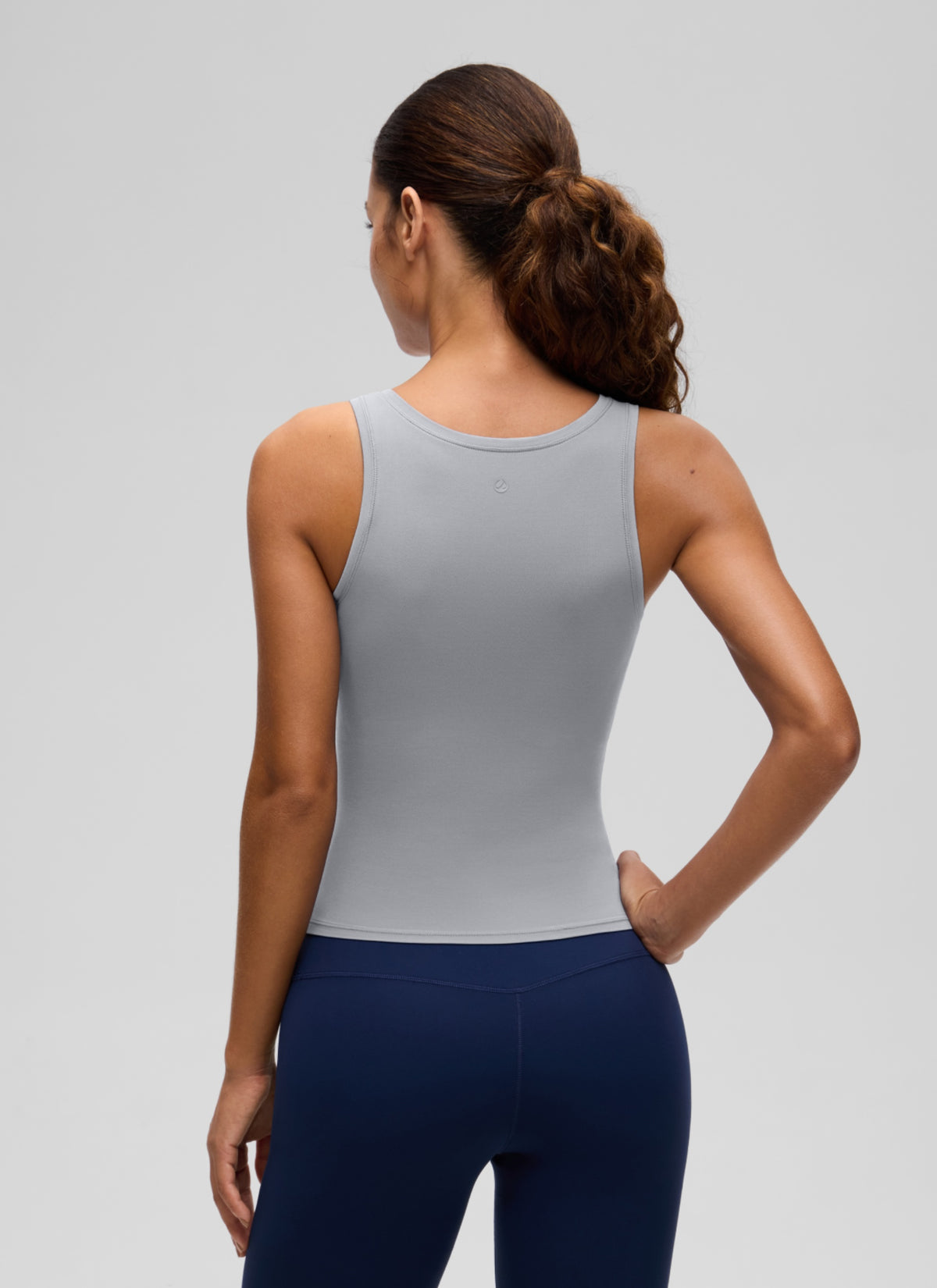 CRZ YOGA Women Softembrace Soft Double Lined Scoop Neck Tanks Casual Tops Rhino Grey @model_info:J
