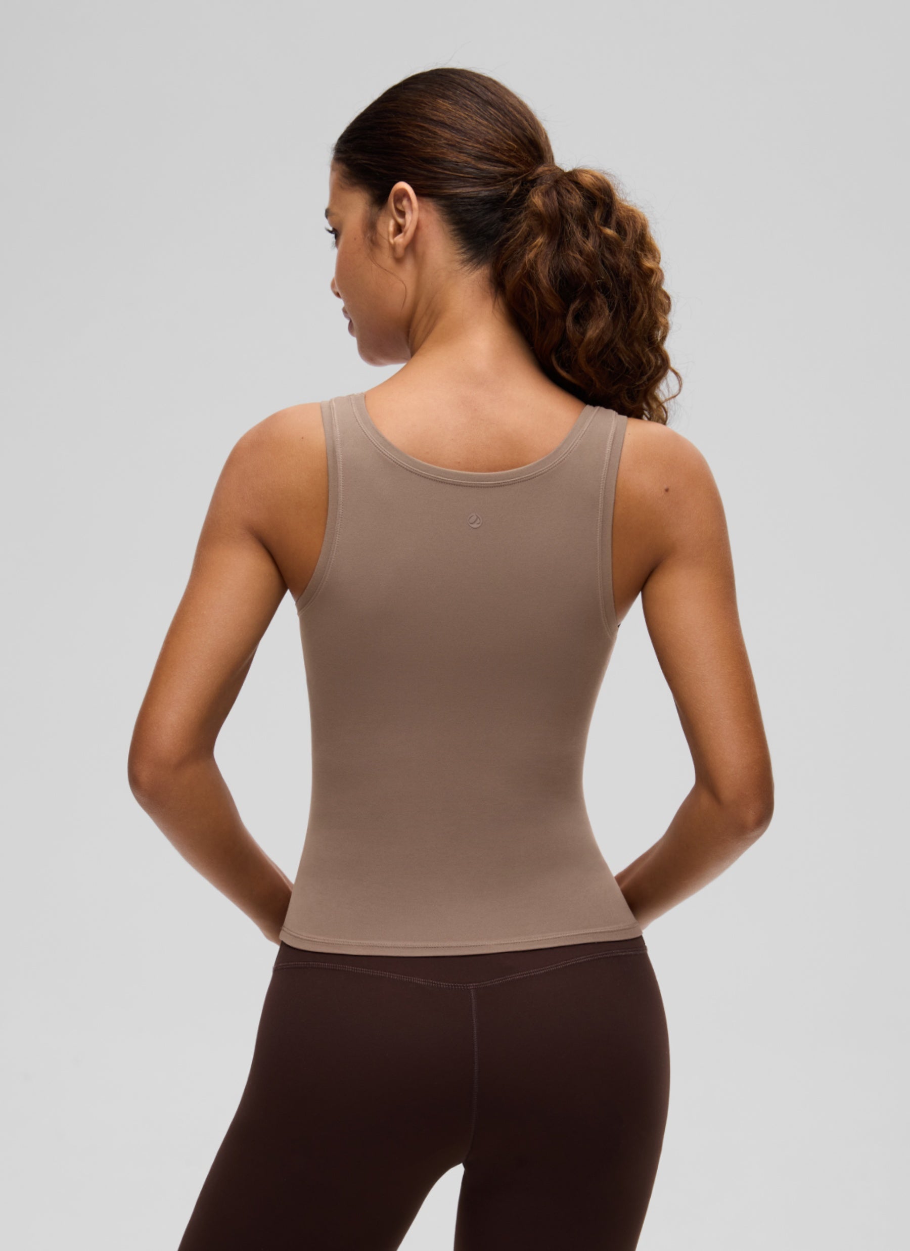 CRZ YOGA Women Softembrace Soft Double Lined Scoop Neck Tanks Casual Tops Brown Purple @model_info:J