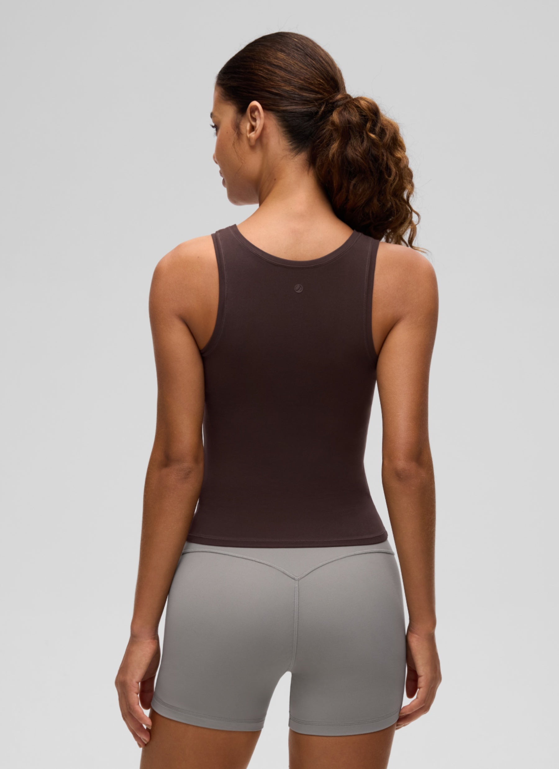 CRZ YOGA Women Softembrace Soft Double Lined Scoop Neck Tanks Casual Tops Hot Fudge Brown @model_info:J