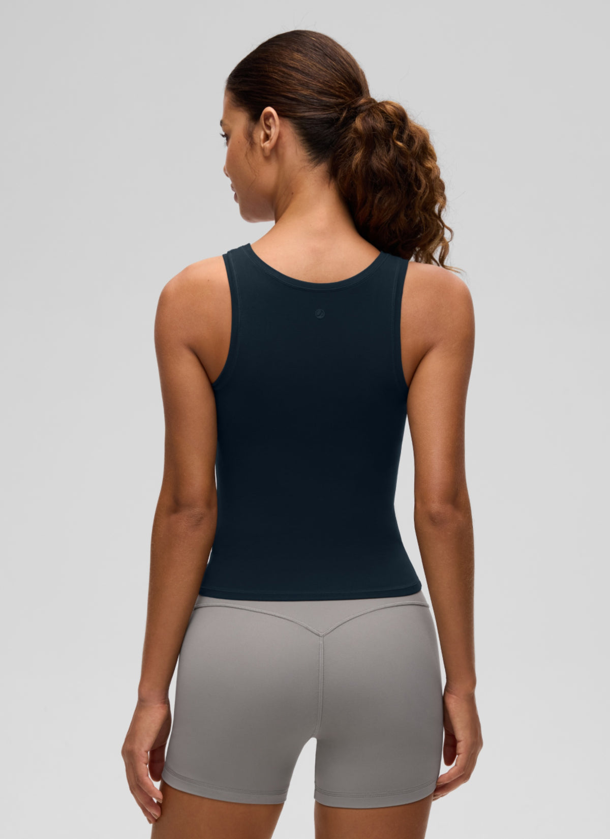 CRZ YOGA Women Softembrace Soft Double Lined Scoop Neck Tanks Casual Tops True Navy @model_info:J