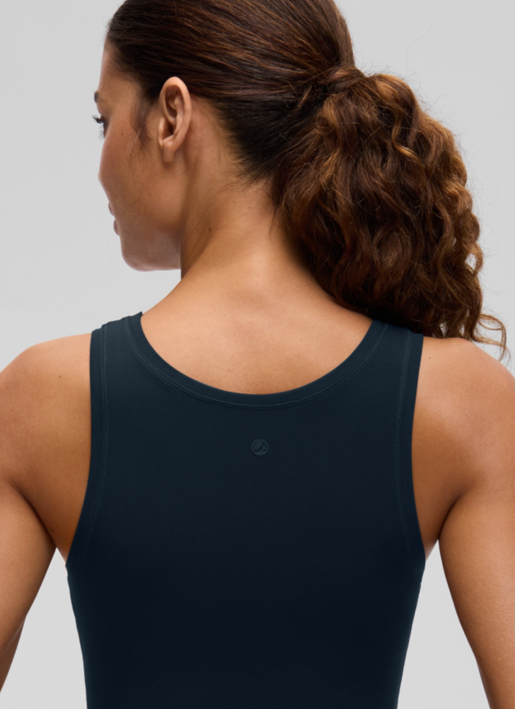 CRZ YOGA Women Softembrace Soft Double Lined Scoop Neck Tanks Casual Tops True Navy @model_info:J