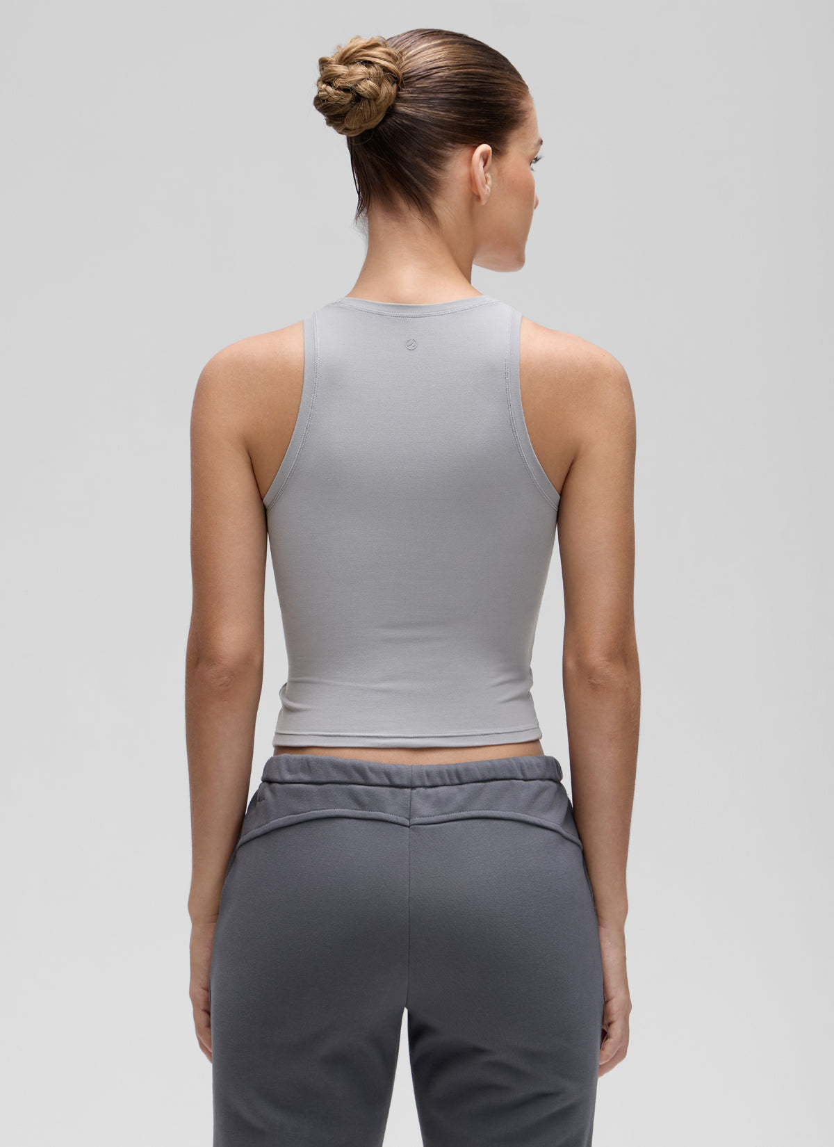 CRZ YOGA Women High Neck Casual Double Lined Sleeveless Tanks Rhino Grey @model_info:Jaynne