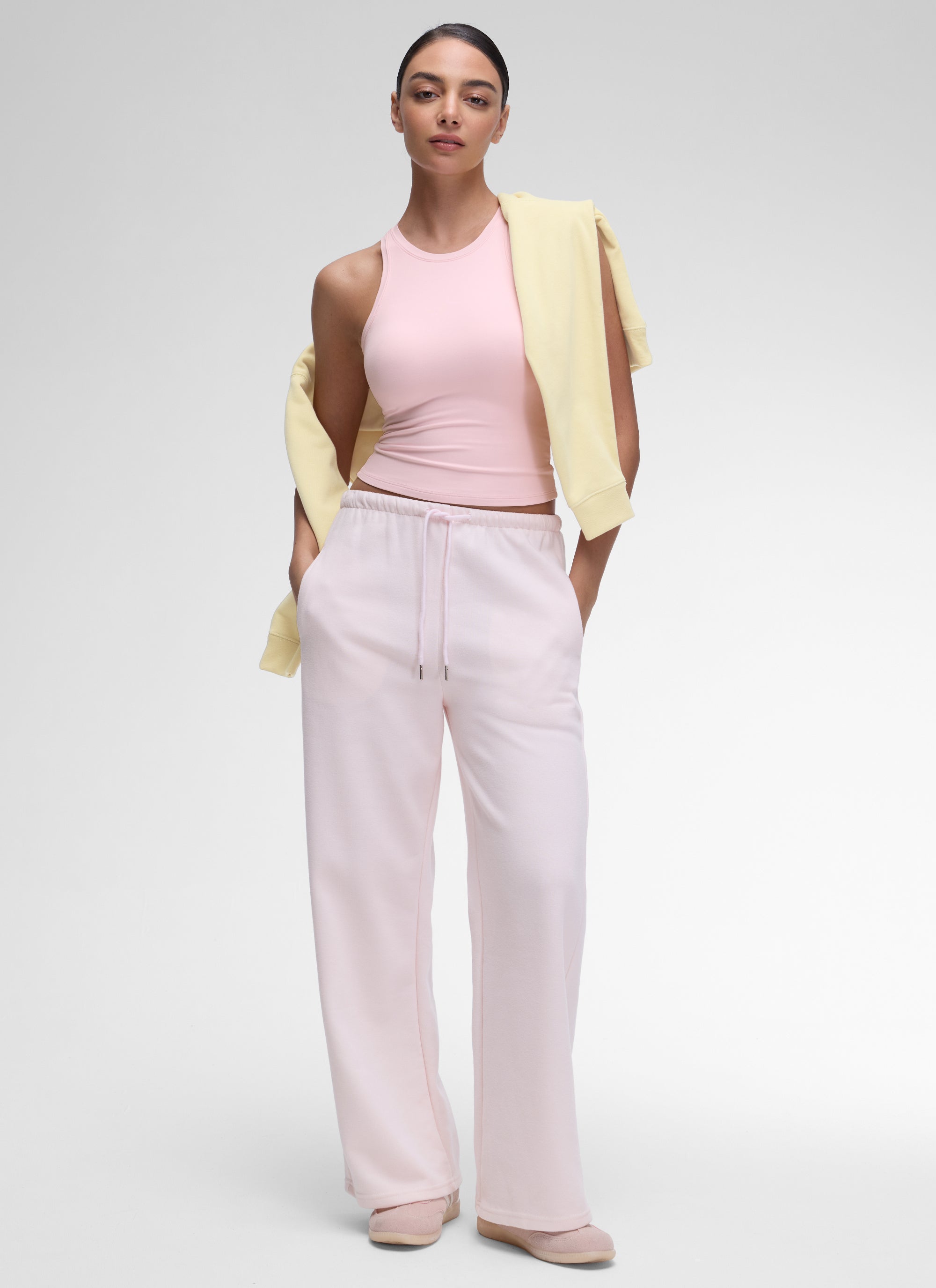CRZ YOGA Women High Neck Casual Double Lined Sleeveless Tanks Strawberry Pink @model_info:Anano