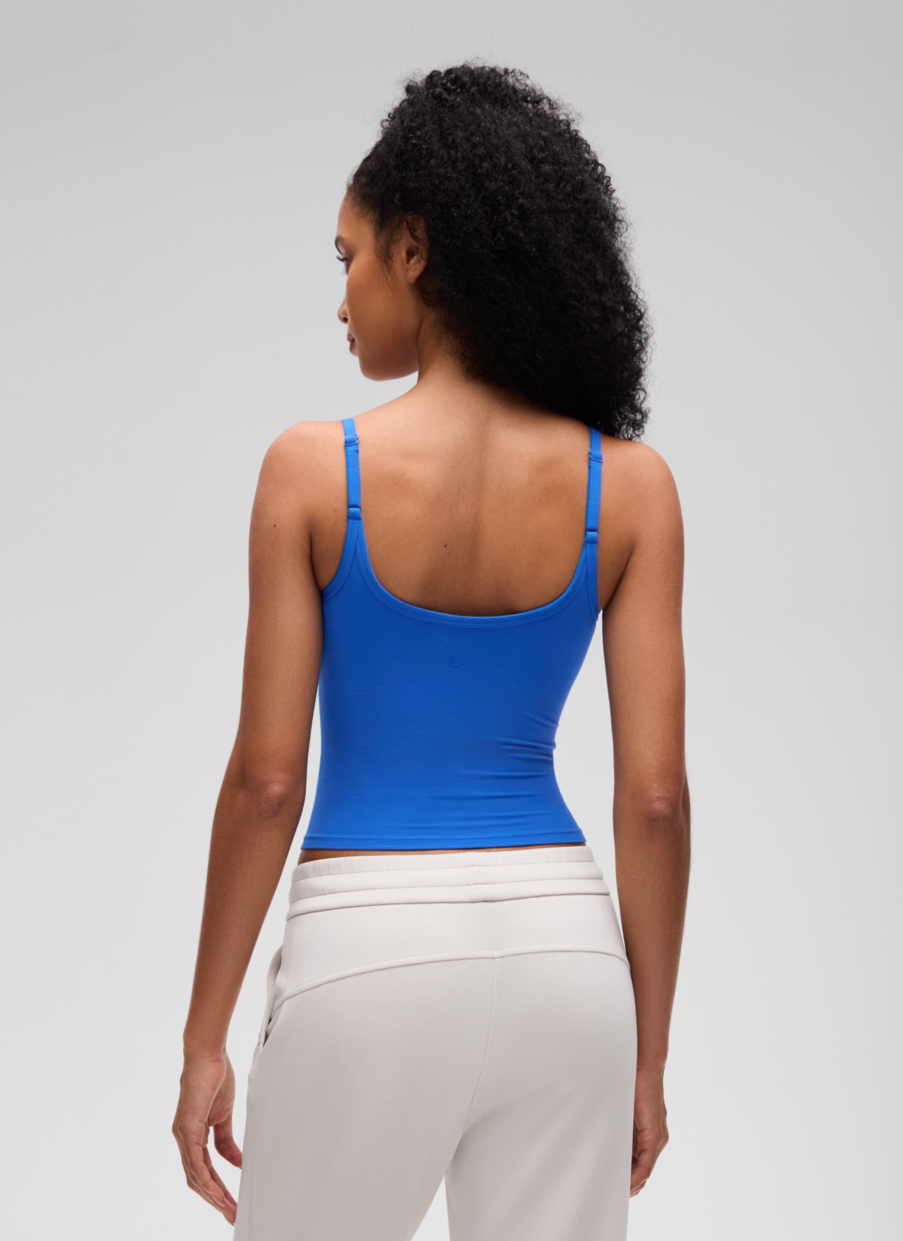 CRZ YOGA Women's Softembrace Casual Scoop Neck Double Lined Tank Sparkle Blue @model_info:S