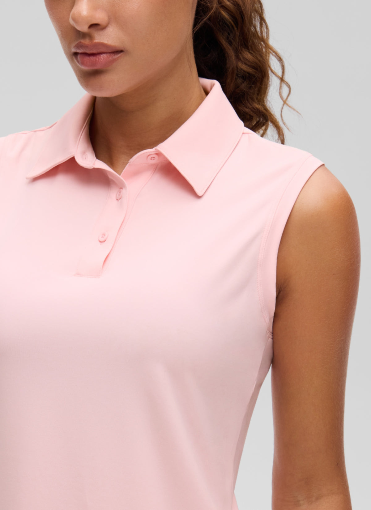 CRZ YOGA Women's Golf Tennis Hip Length Slim Fit Sleeveless Polo Strawberry Pink @model_info:J