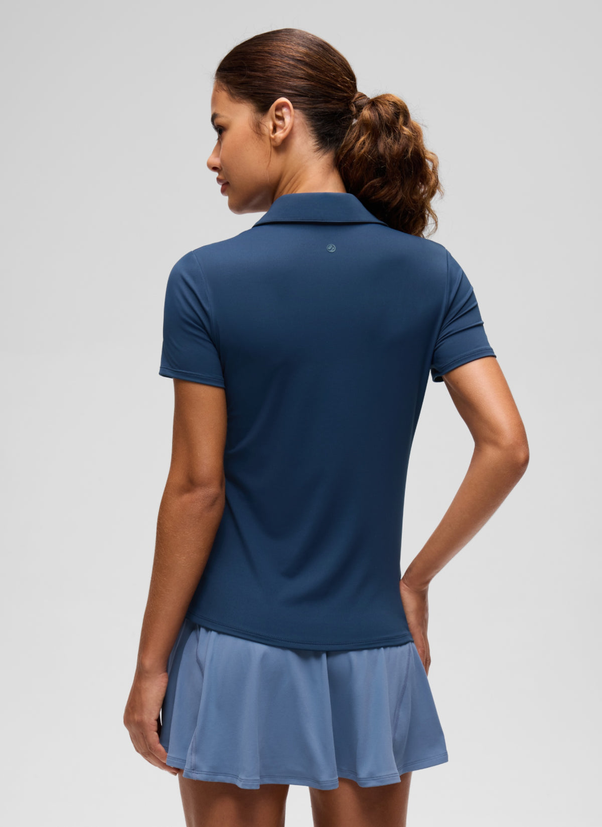 CRZ YOGA Women's Golf Tennis Hip Length Polo Slim Fit Short Sleeve Club Blue @model_info:J