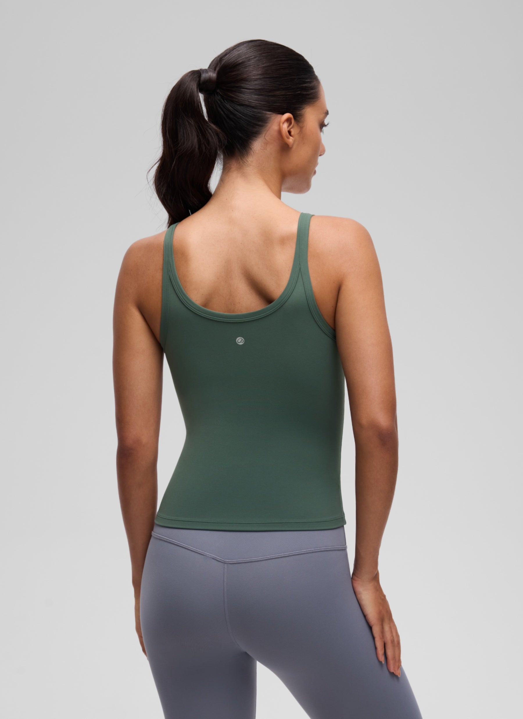 CRZ YOGA Women's Butterluxe Yoga Waist Length U Back Cami Tank Dark Forest Green @model_info:A