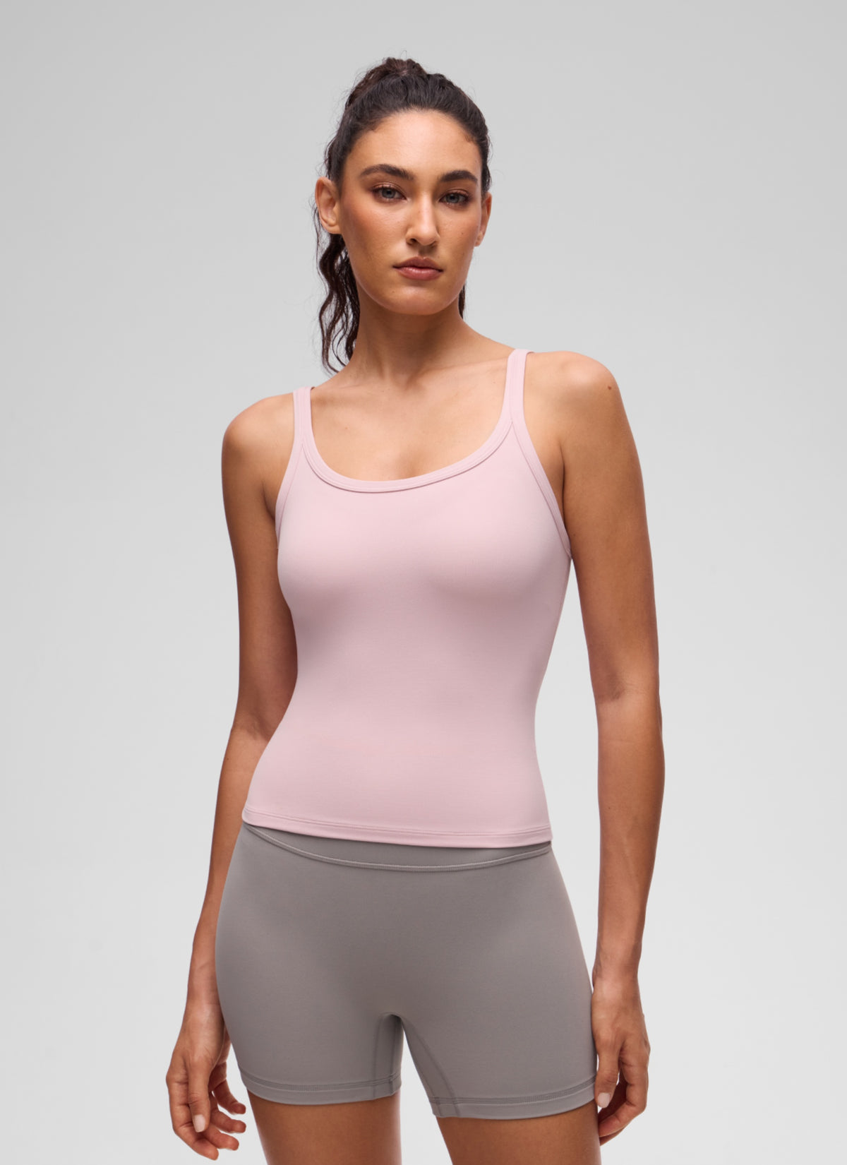 CRZ YOGA Women's Butterluxe Yoga Waist Length U Back Cami Tank Pink Haze @model_info:V