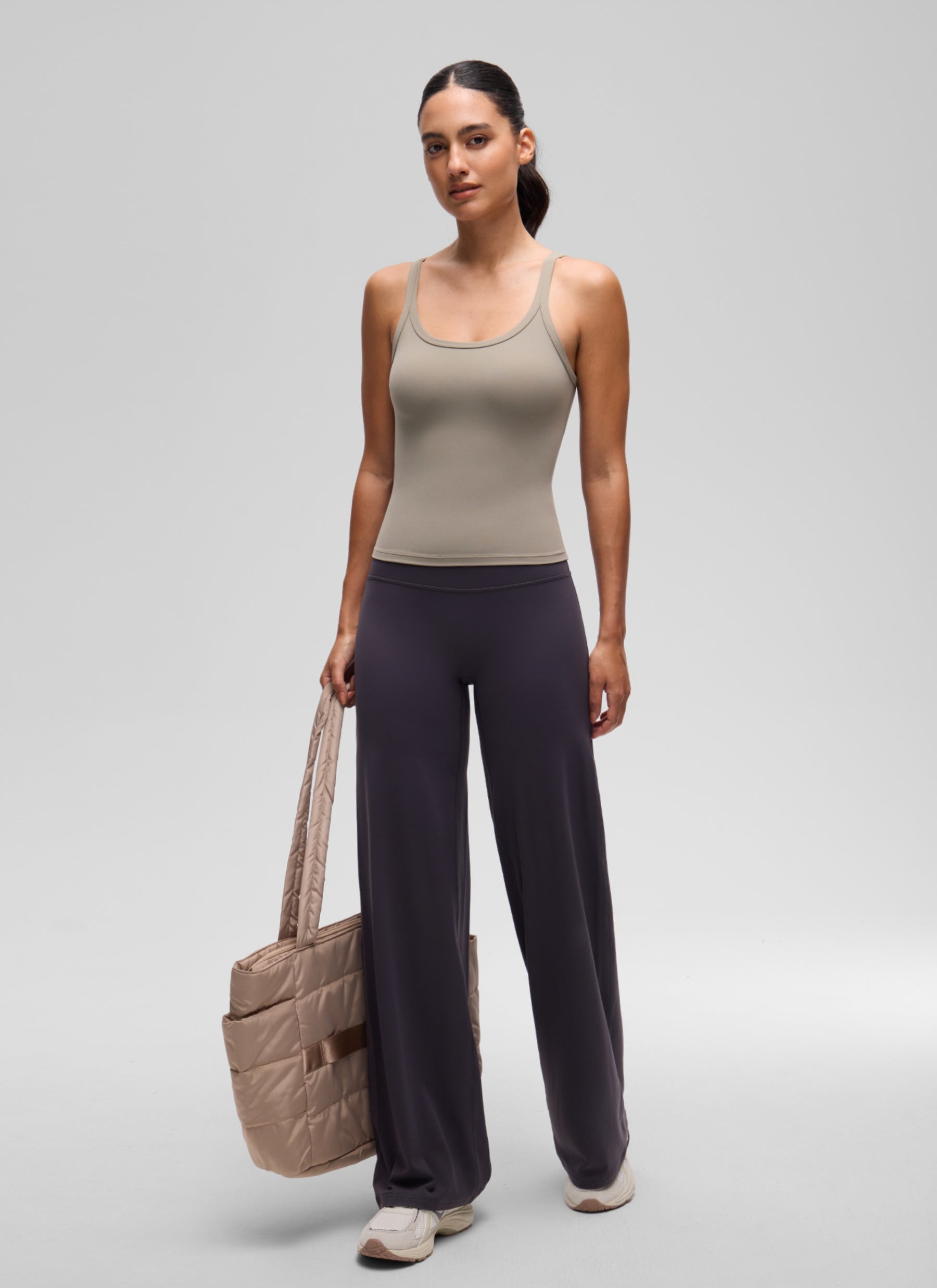 CRZ YOGA Women's Butterluxe Yoga Waist Length U Back Cami Tank Warm Ash Grey @model_info:A