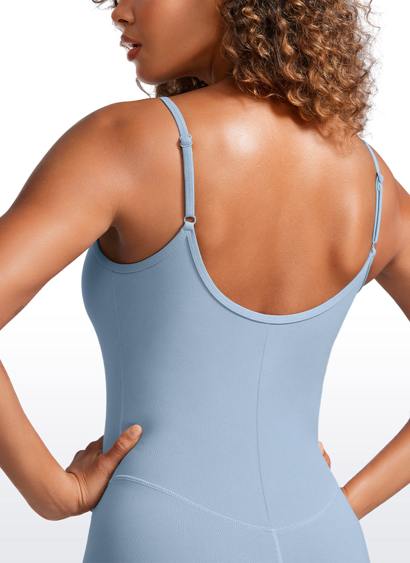 CRZ YOGA Women's Yoga Tight Fit Jumpsuits Build-in Bra Bodysuits Cambric Blue @model_info:gigi