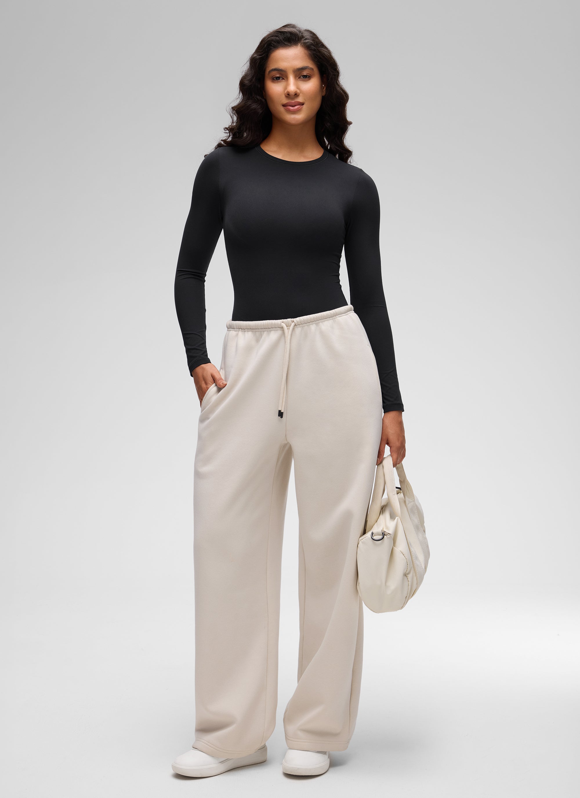 CRZ YOGA Women's Softembrace Casual Scoop Neck Tight Fit Bodysuit Black @model_info:Carol