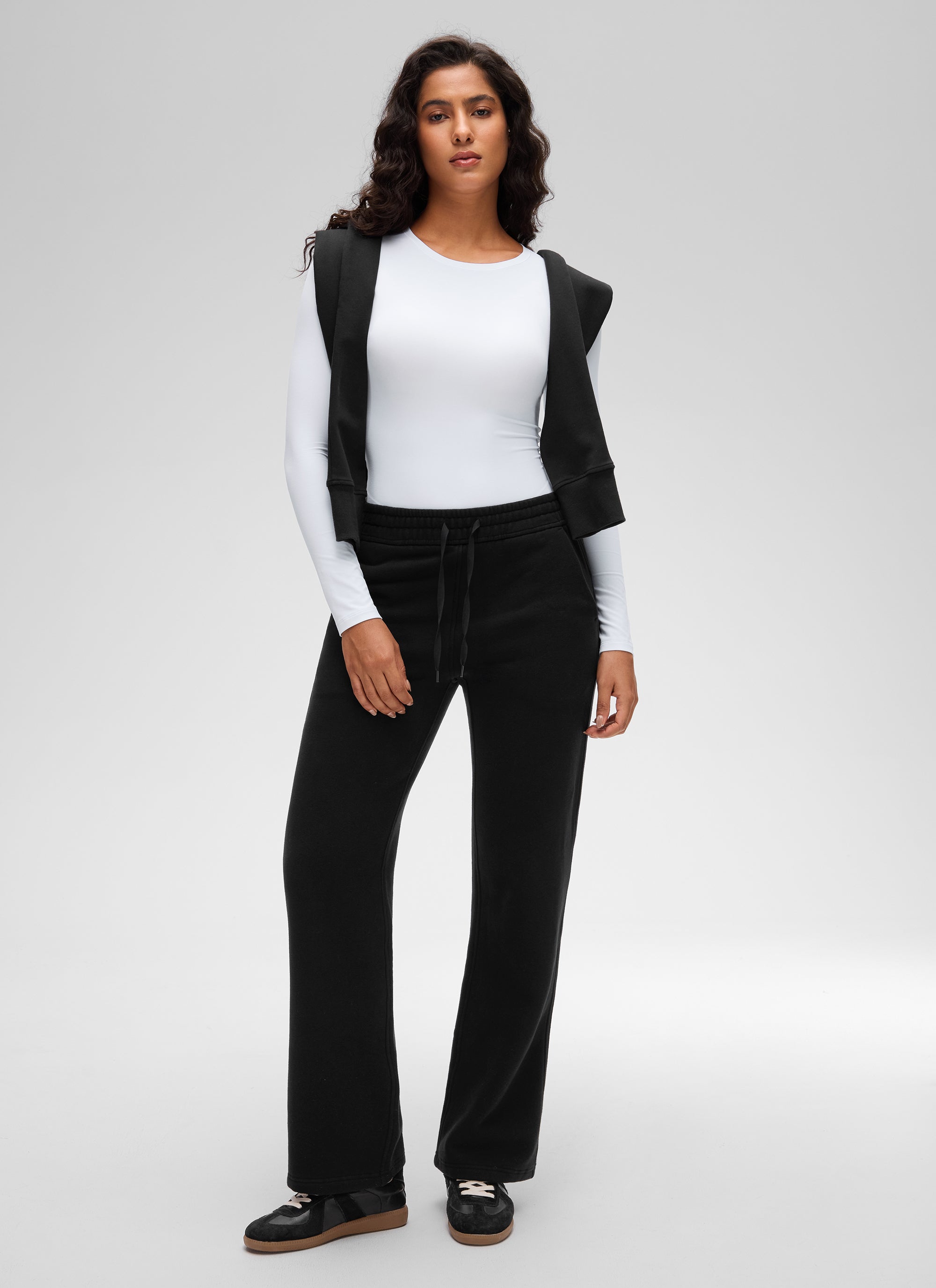 CRZ YOGA Women's Softembrace Casual Scoop Neck Tight Fit Bodysuit White @model_info:Carol