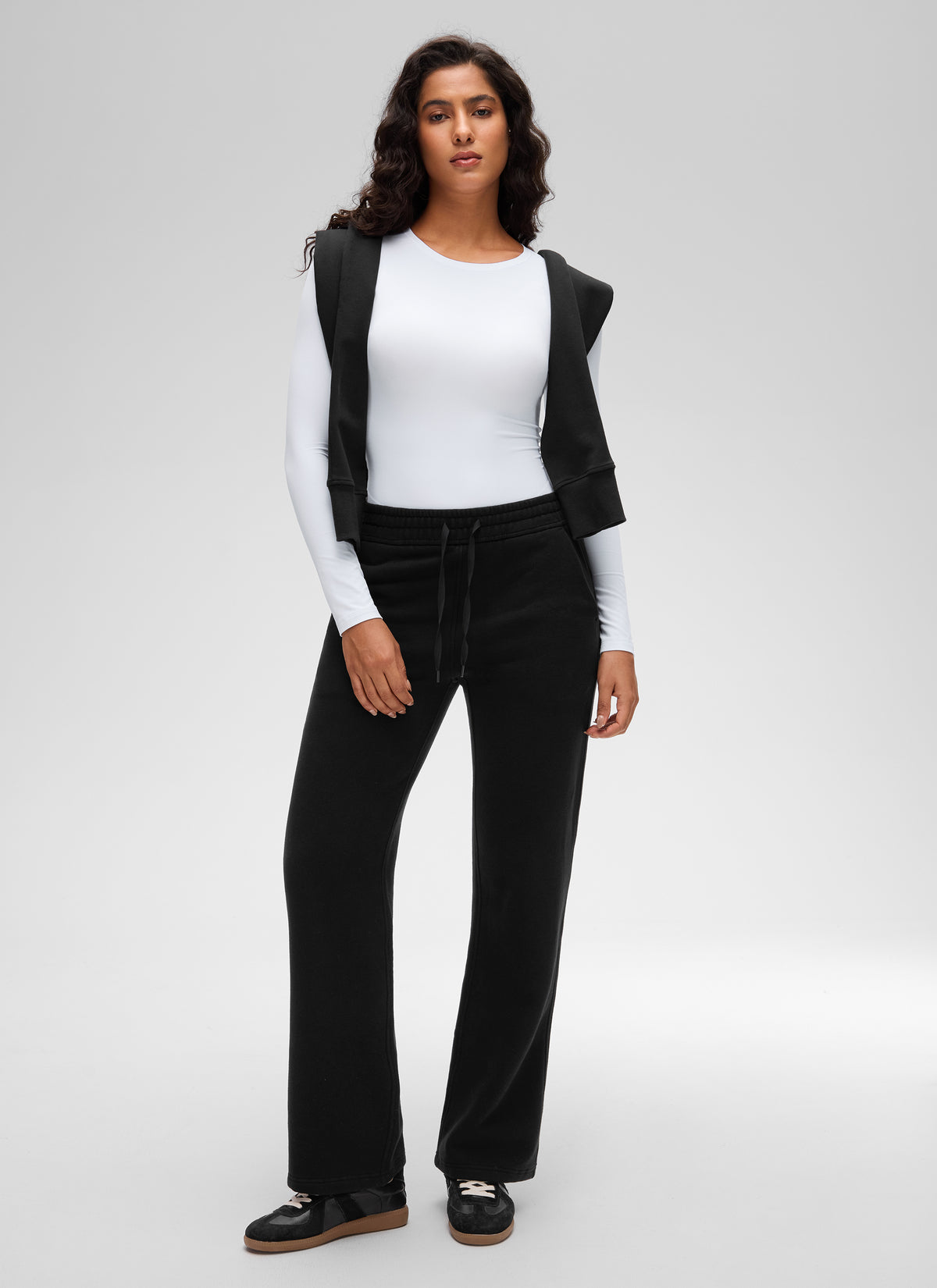CRZ YOGA Women's Softembrace Casual Scoop Neck Tight Fit Bodysuit White @model_info:Carol