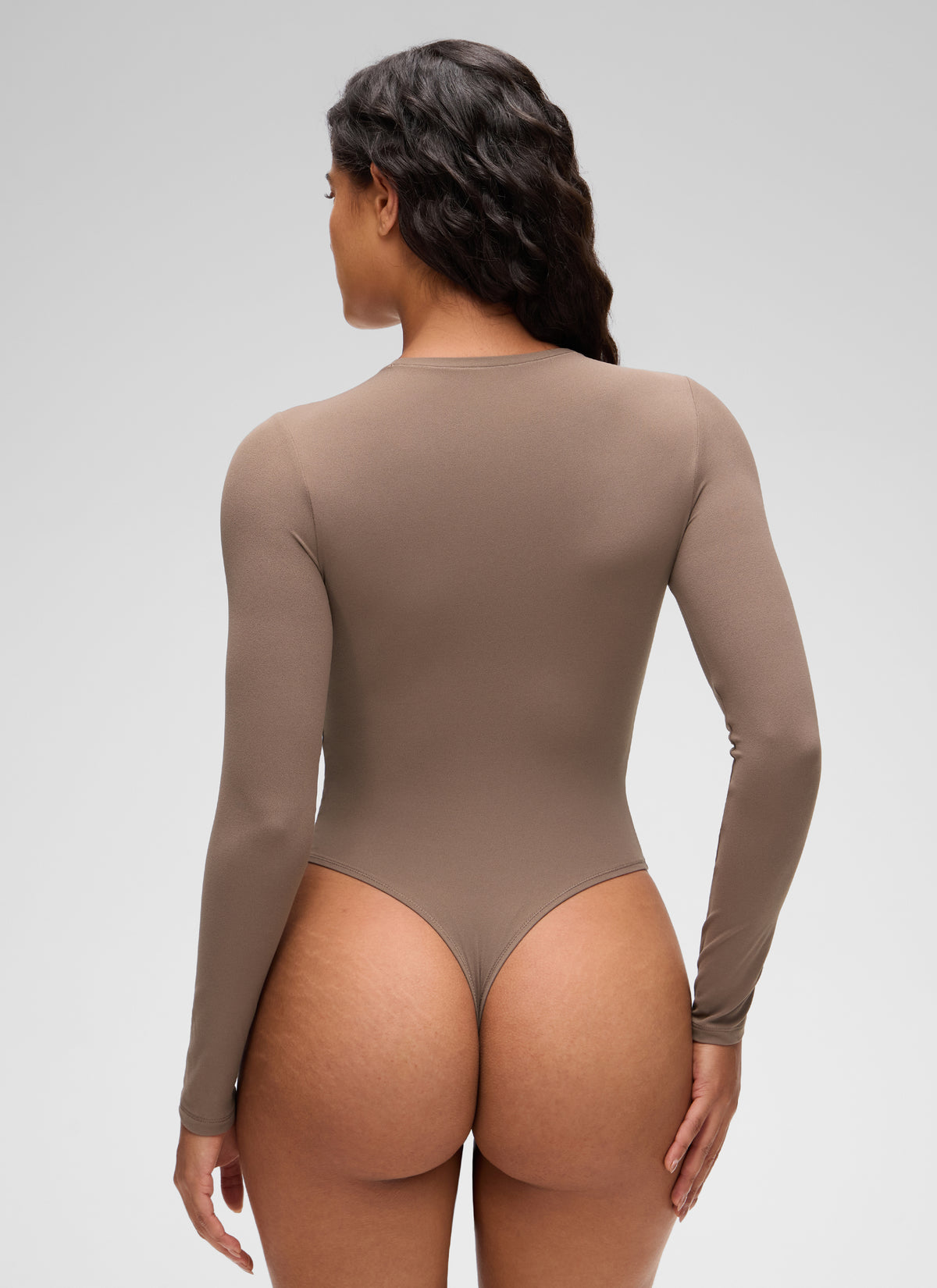 CRZ YOGA Women's Softembrace Casual Scoop Neck Tight Fit Bodysuit Brown Purple @model_info:Carol