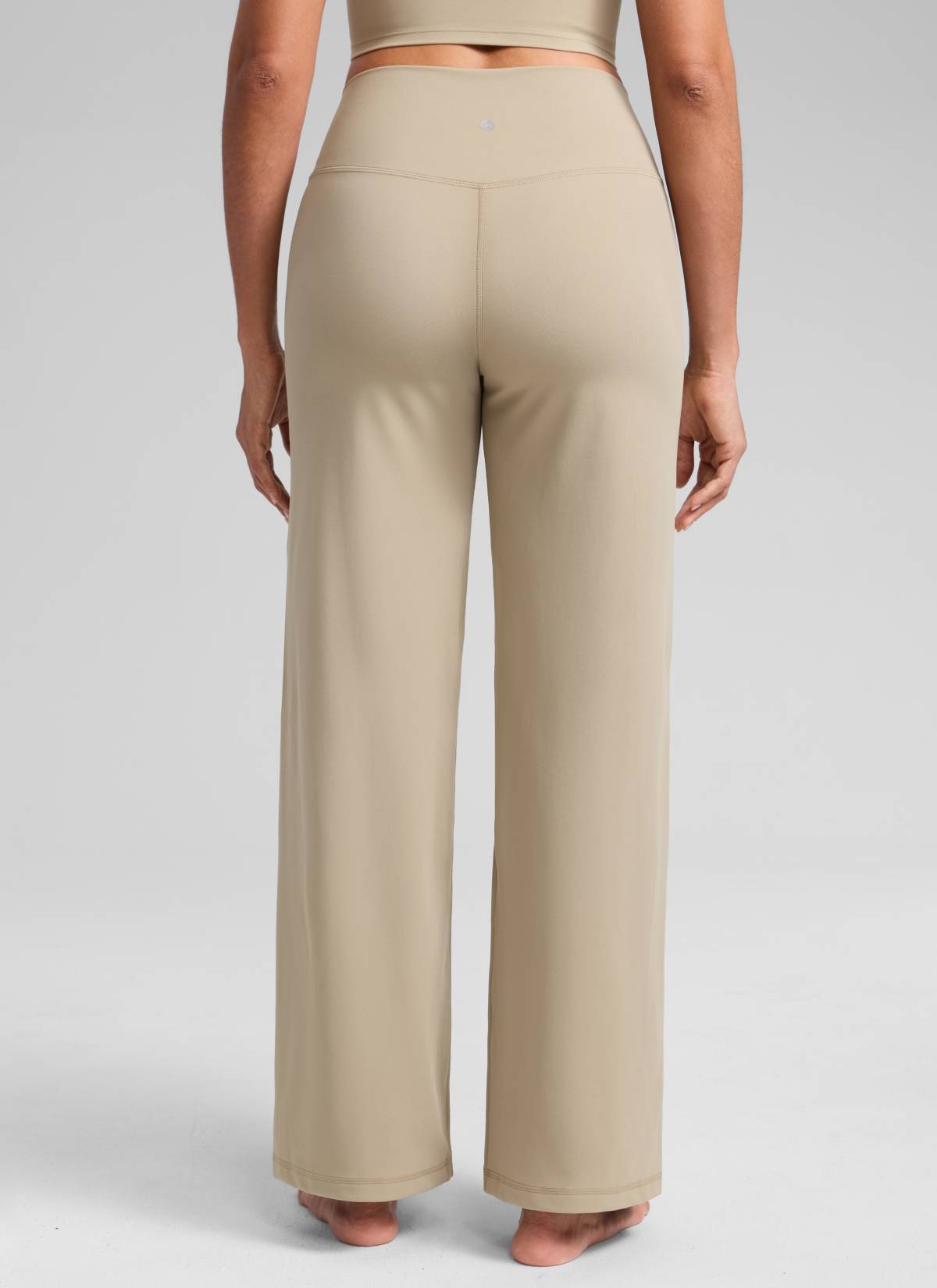 CRZ YOGA Women's Butterlift High Waisted Wide Leg Pants with Pockets Oak @model_info:Dany