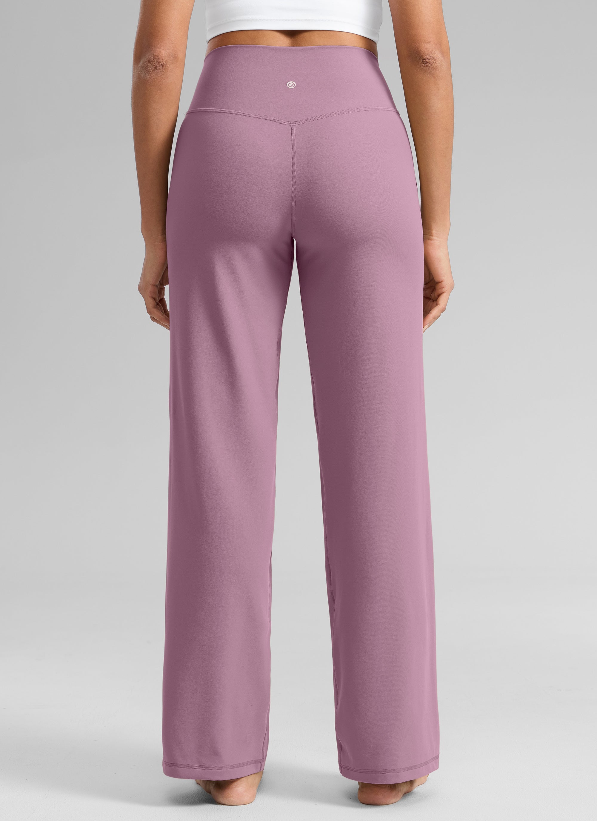 CRZ YOGA Women's Butterlift High Waisted Wide Leg Pants with Pockets Light Lavender @model_info:Dany