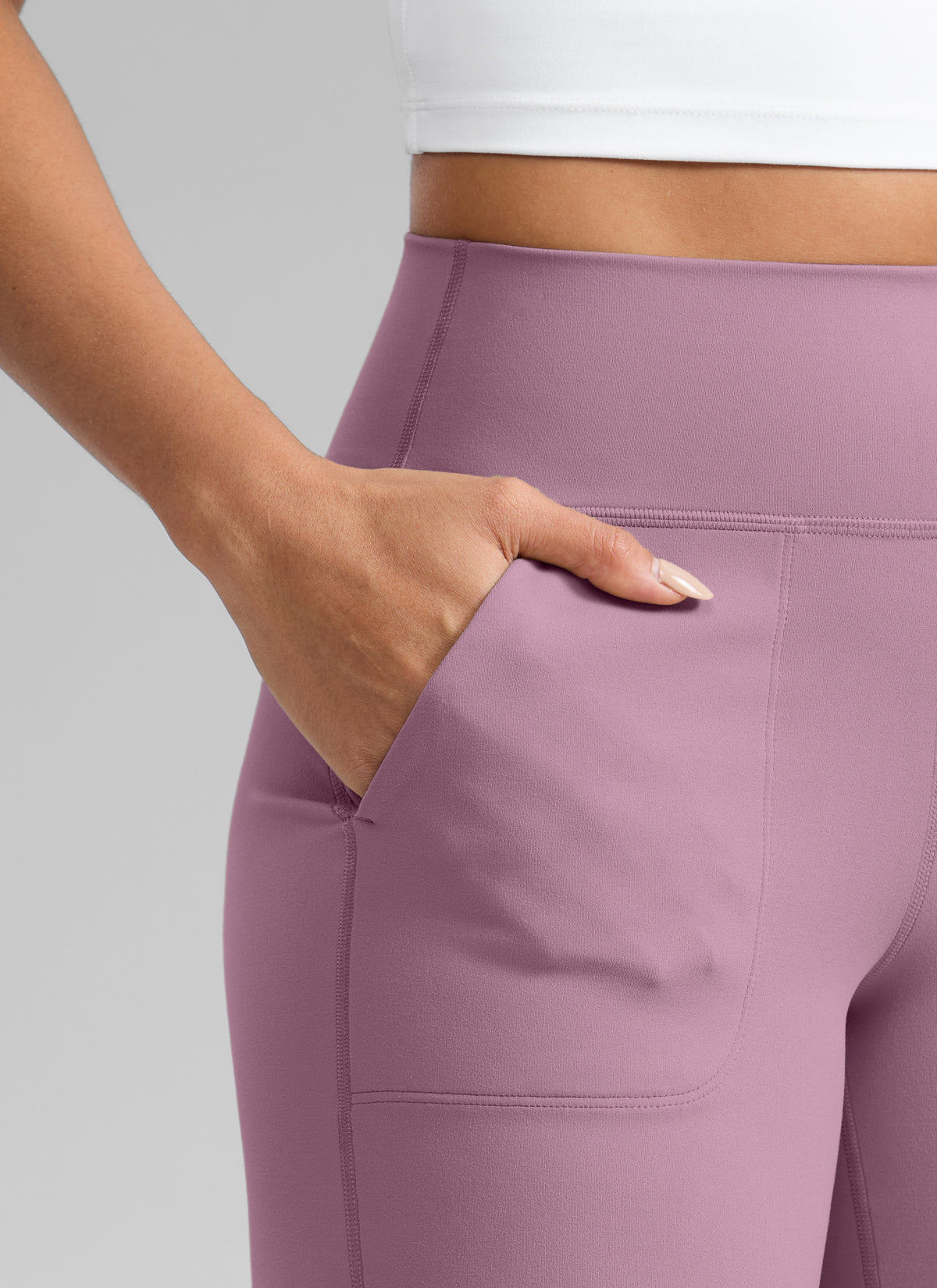 CRZ YOGA Women's Butterlift High Waisted Wide Leg Pants with Pockets Light Lavender @model_info:Dany