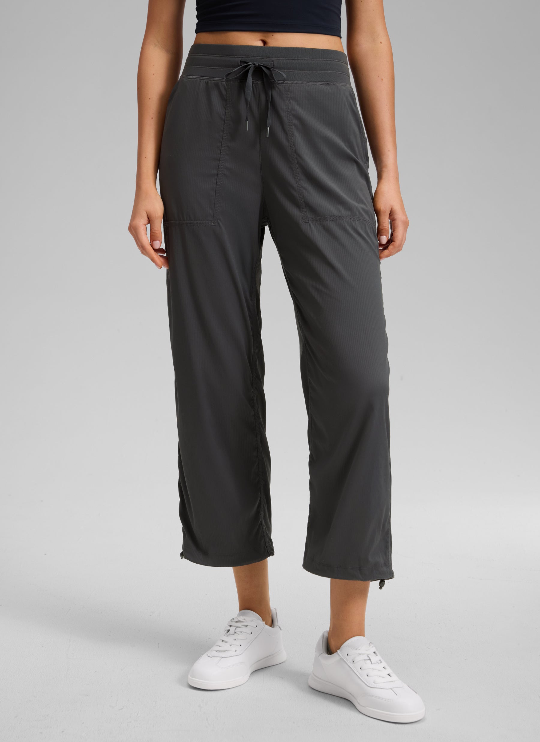 CRZ YOGA Women's Lightweight Drawstring Pocket Straight Leg Pant 24 Ink Gray @model_info:K