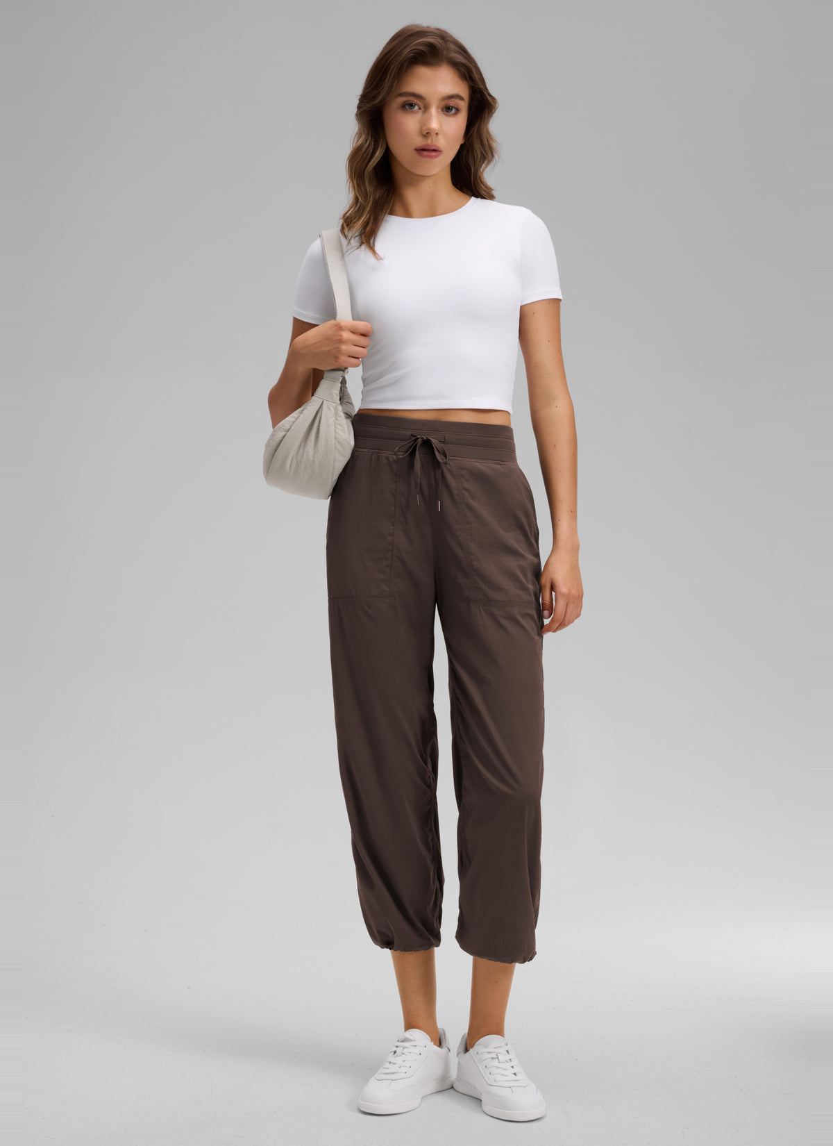 CRZ YOGA Women's Lightweight Drawstring Pocket Straight Leg Pant 24 Hot Fudge Brown @model_info:K