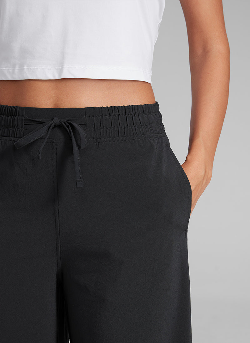 CRZ YOGA Women's  Causal High Waisted Wide Leg Pockets Pants 25'' Black @model_info:L
