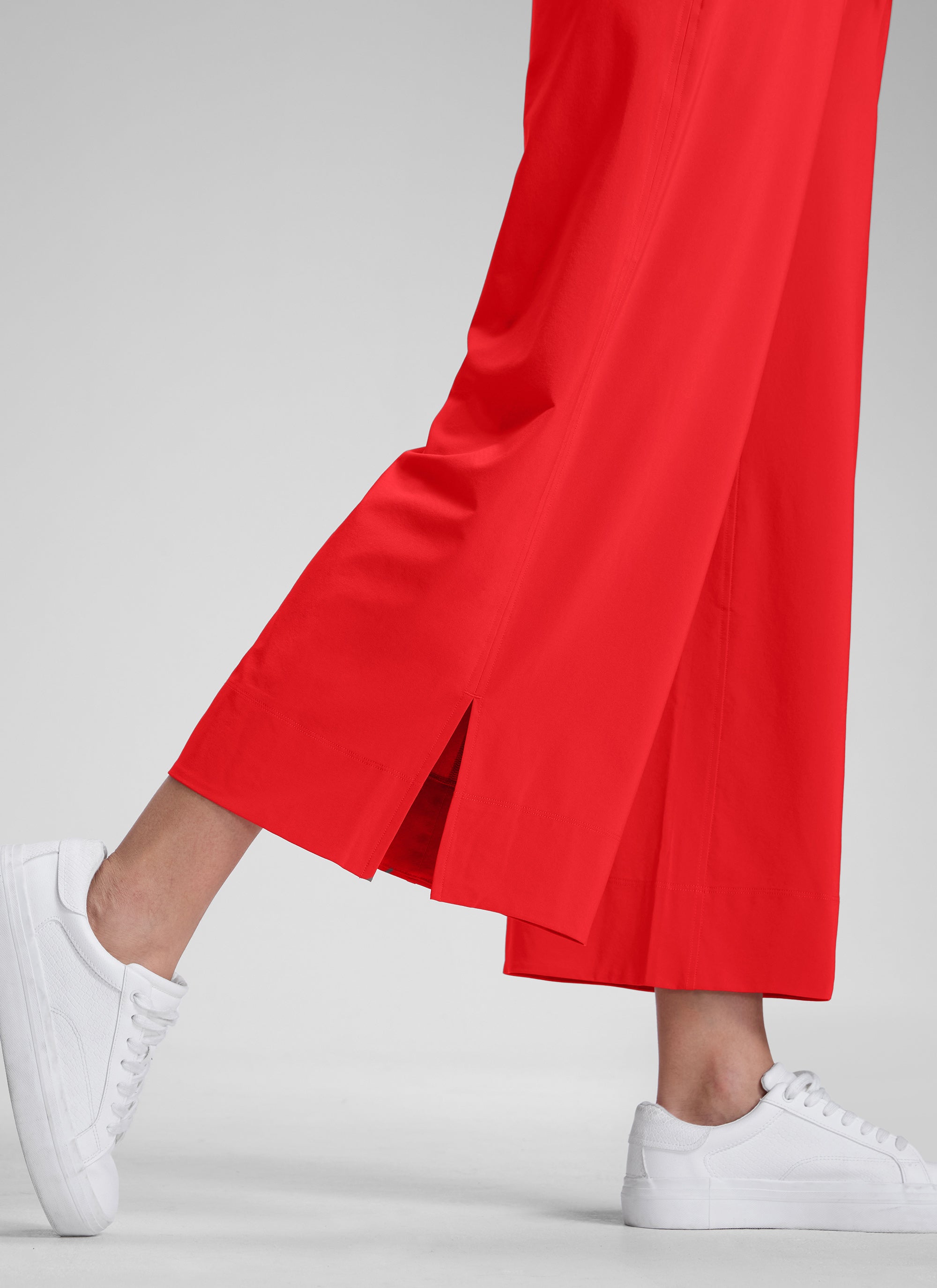 CRZ YOGA Women's  Causal High Waisted Wide Leg Pockets Pants 25'' Deep Red @model_info:J