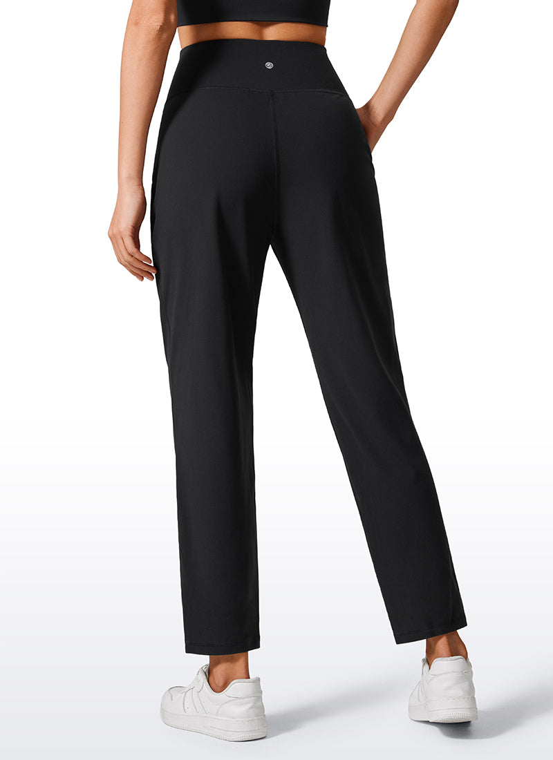 CRZ YOGA Butterlift Women's Casual High Rise Pleated Pants 27'' Black @model_info:Vlada