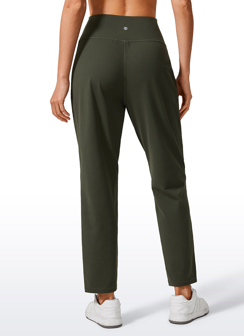 CRZ YOGA Butterlift Women's Casual High Rise Pleated Pants 27'' Olive Green @model_info:Vlada