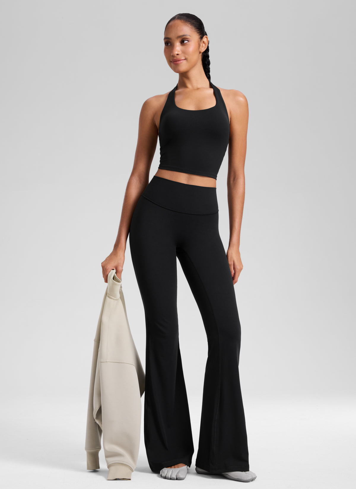 CRZ YOGA Women's Softretch High Rise No Front Seam Flare Legging 33