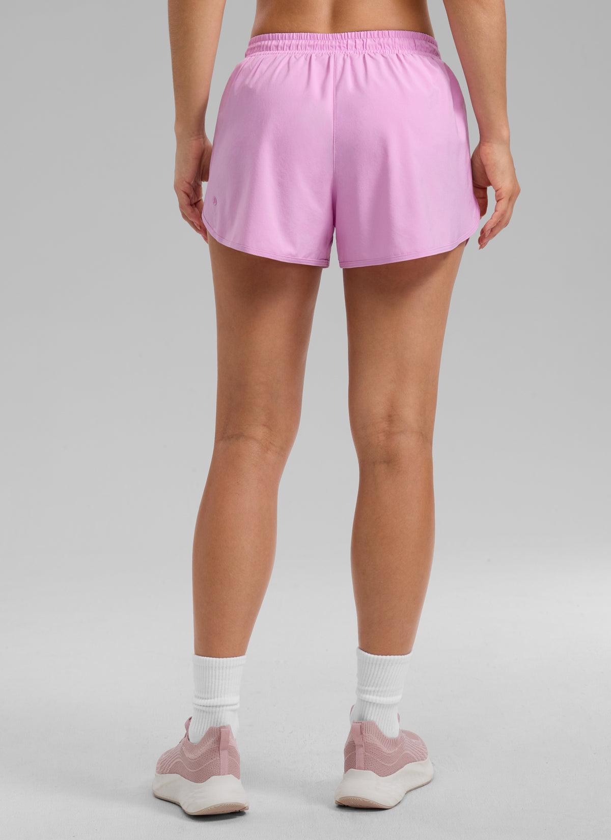 CRZ YOGA Women's Feathery-Fit Soft Workout Mid Rise Split Shorts 2.5'' Vita Pink @model_info:A