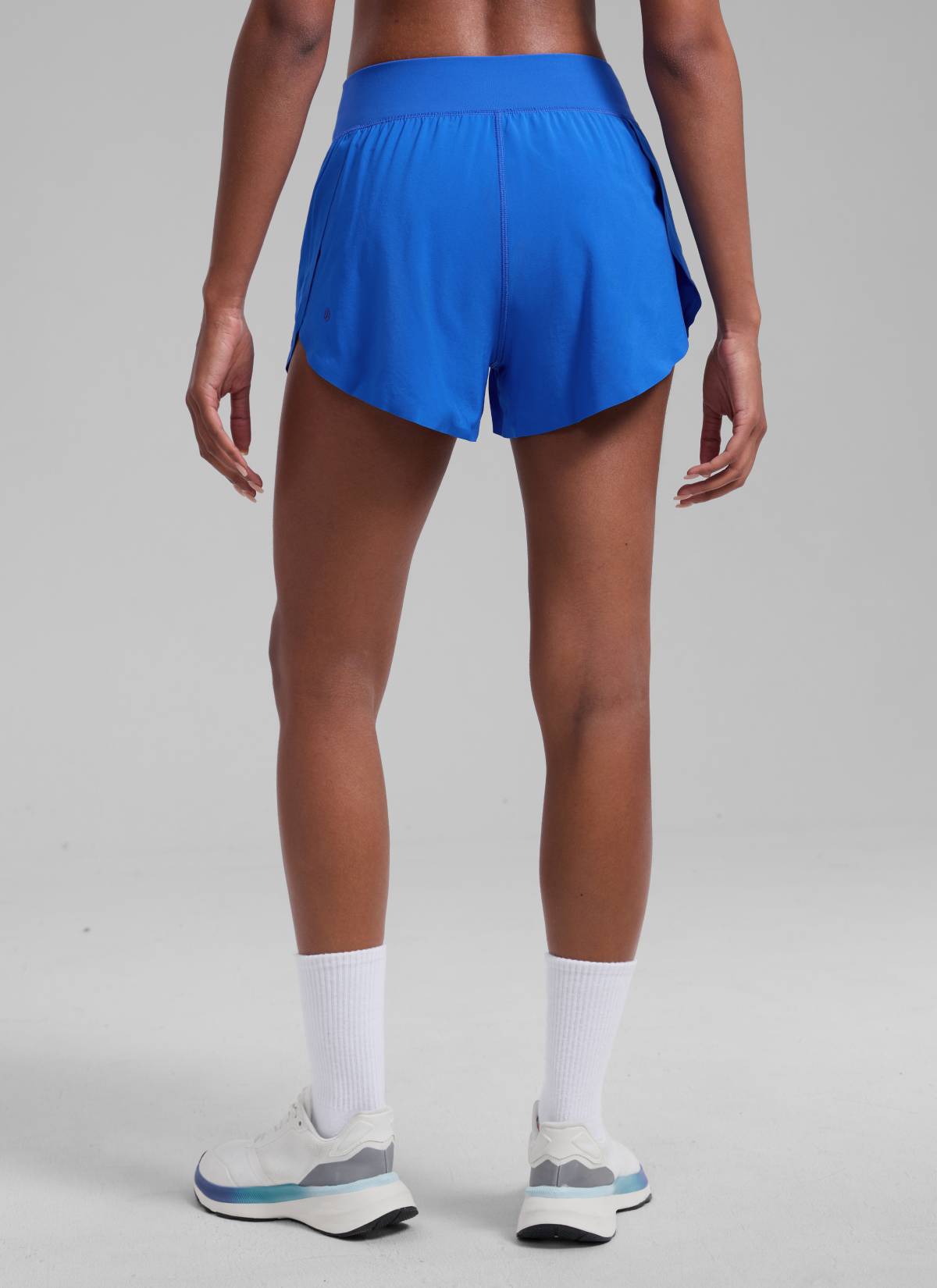 CRZ YOGA Women's Running High Rise Mesh Lined Shorts 3'' Workout Short Sparkle Blue @model_info:Patrica