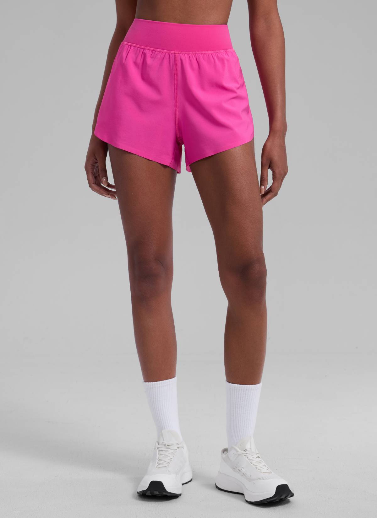 CRZ YOGA Women's Running High Rise Mesh Lined Shorts 3'' Workout Short Hibiscus Purple @model_info:Patrica