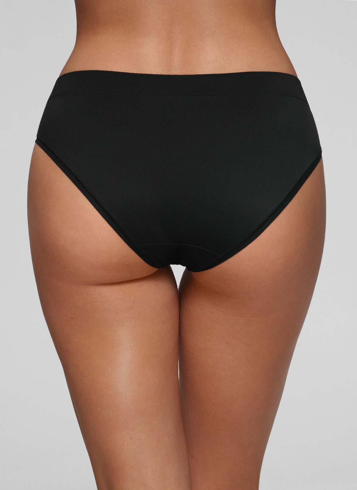 CRZ YOGA Softhold Women High Rise Breathable Bikini Underwear Pack Black 3pack @model_info:Kate