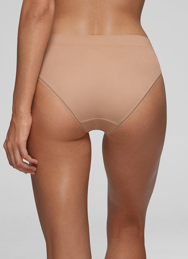CRZ YOGA Softhold Women High Rise Breathable Bikini Underwear Pack Warm Beige 3pack @model_info:Kate