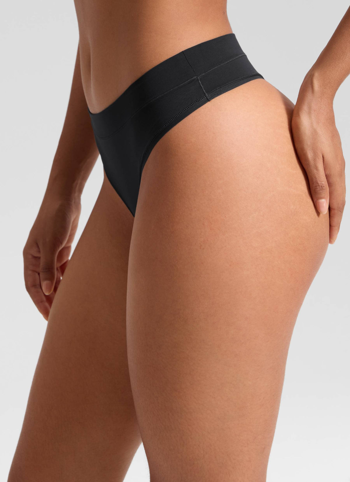 CRZ YOGA Women Softhold High Rise Thongs Ladies Underwear 3 Pack Black 3pack @model_info:Carol