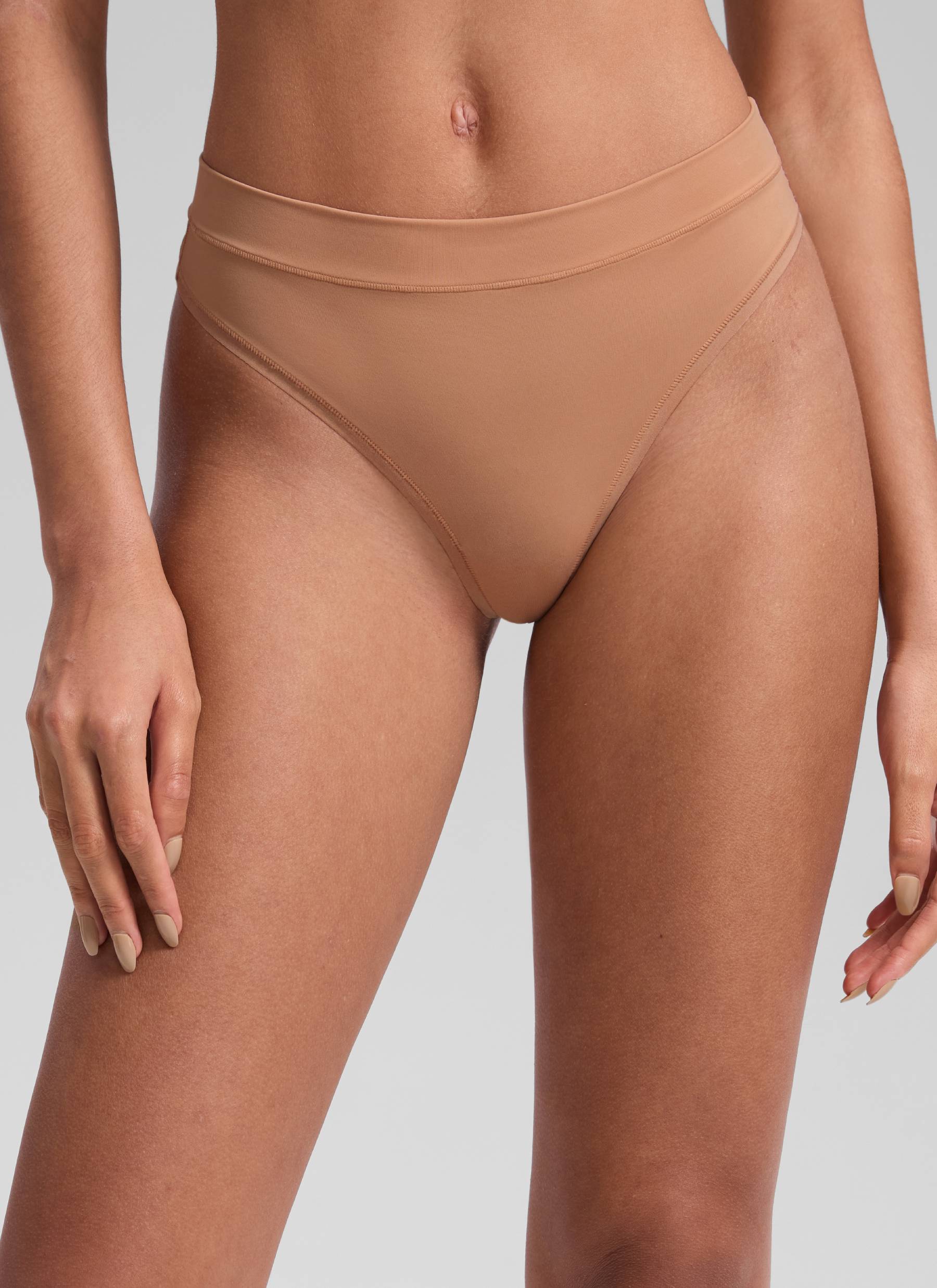 CRZ YOGA Women Softhold High Rise Thongs Ladies Underwear 3 Pack Gravel 3pack @model_info:Samira