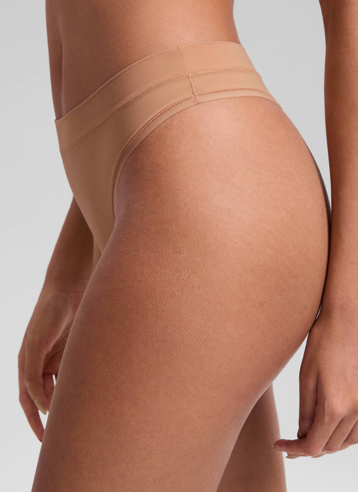 CRZ YOGA Women Softhold High Rise Thongs Ladies Underwear 3 Pack Gravel 3pack @model_info:Samira