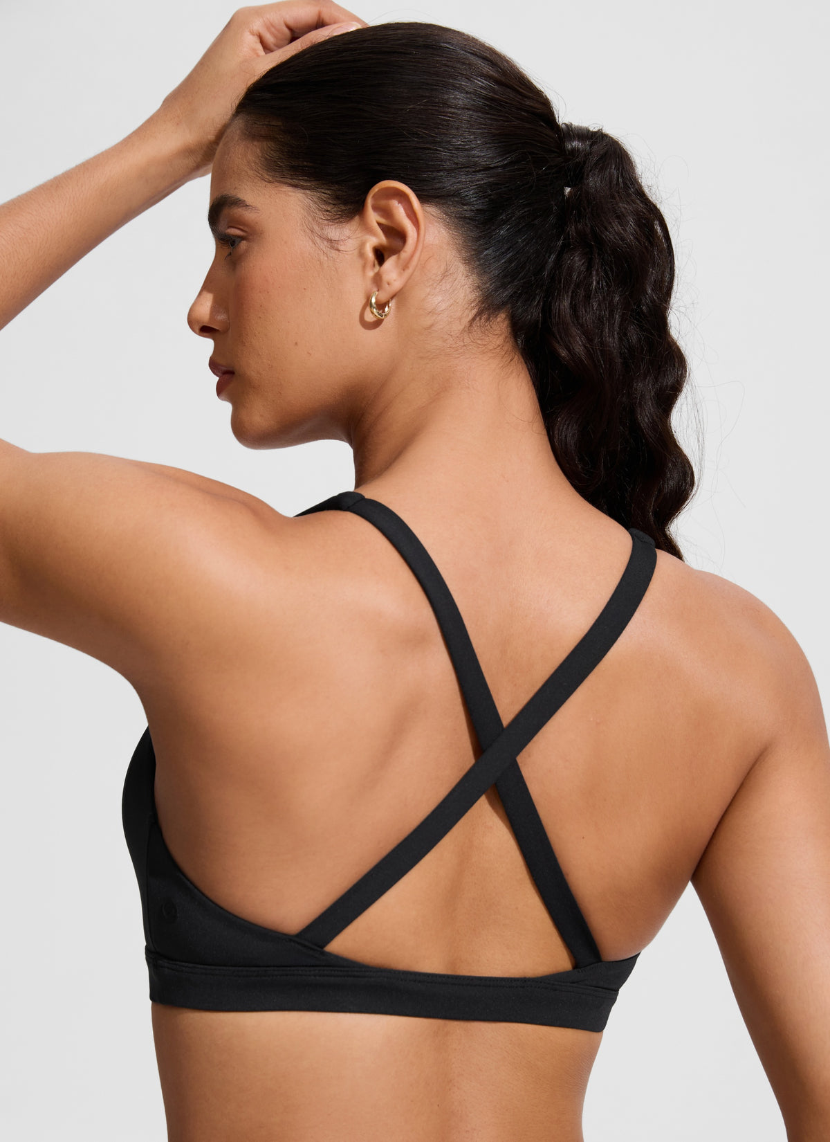CRZ YOGA Women's Swimwear Twist Front Cut Out Cross Back Bikini Tops Black @model_info:C