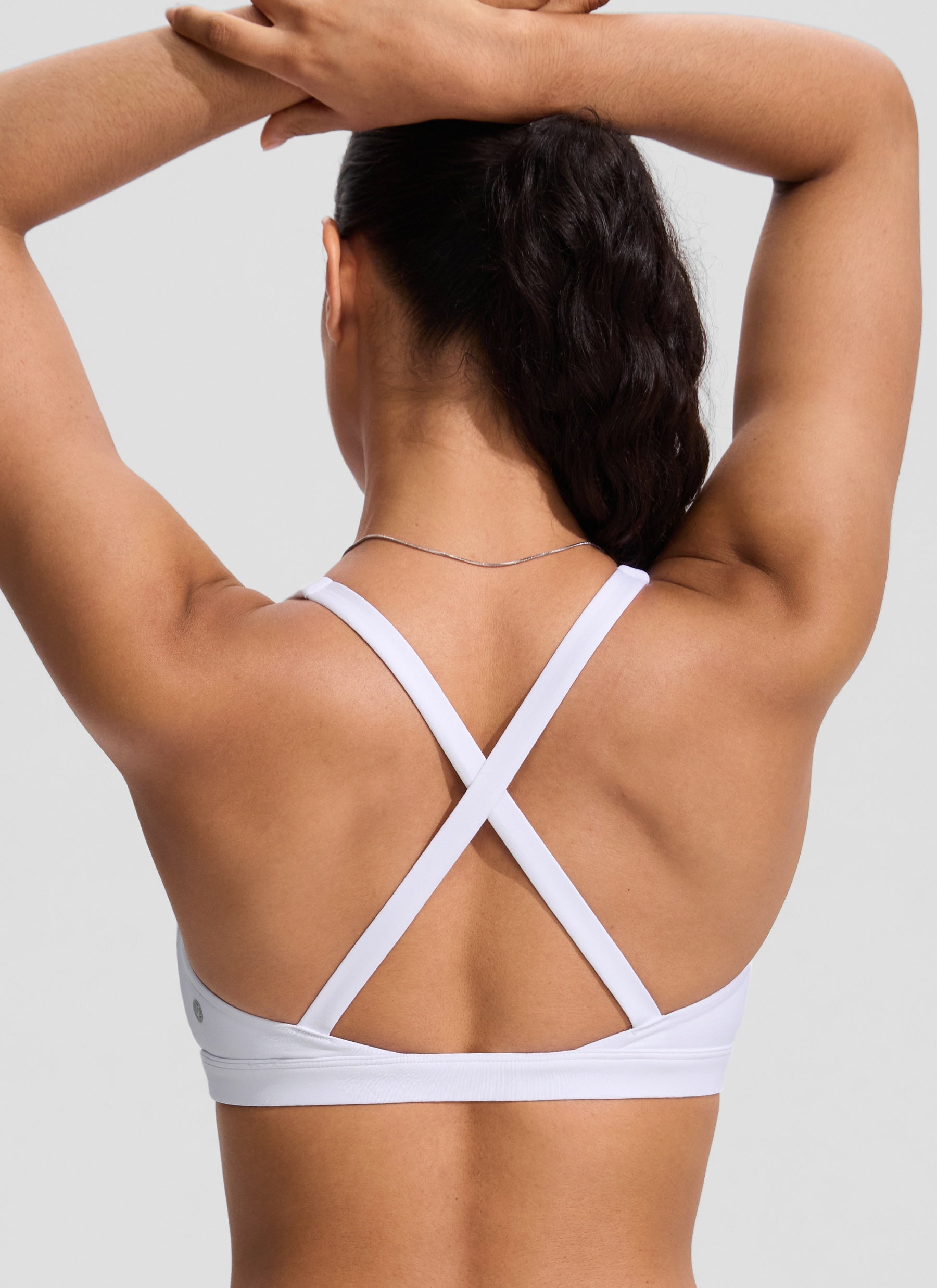 CRZ YOGA Women's Swimwear Twist Front Cut Out Cross Back Bikini Tops White @model_info:C