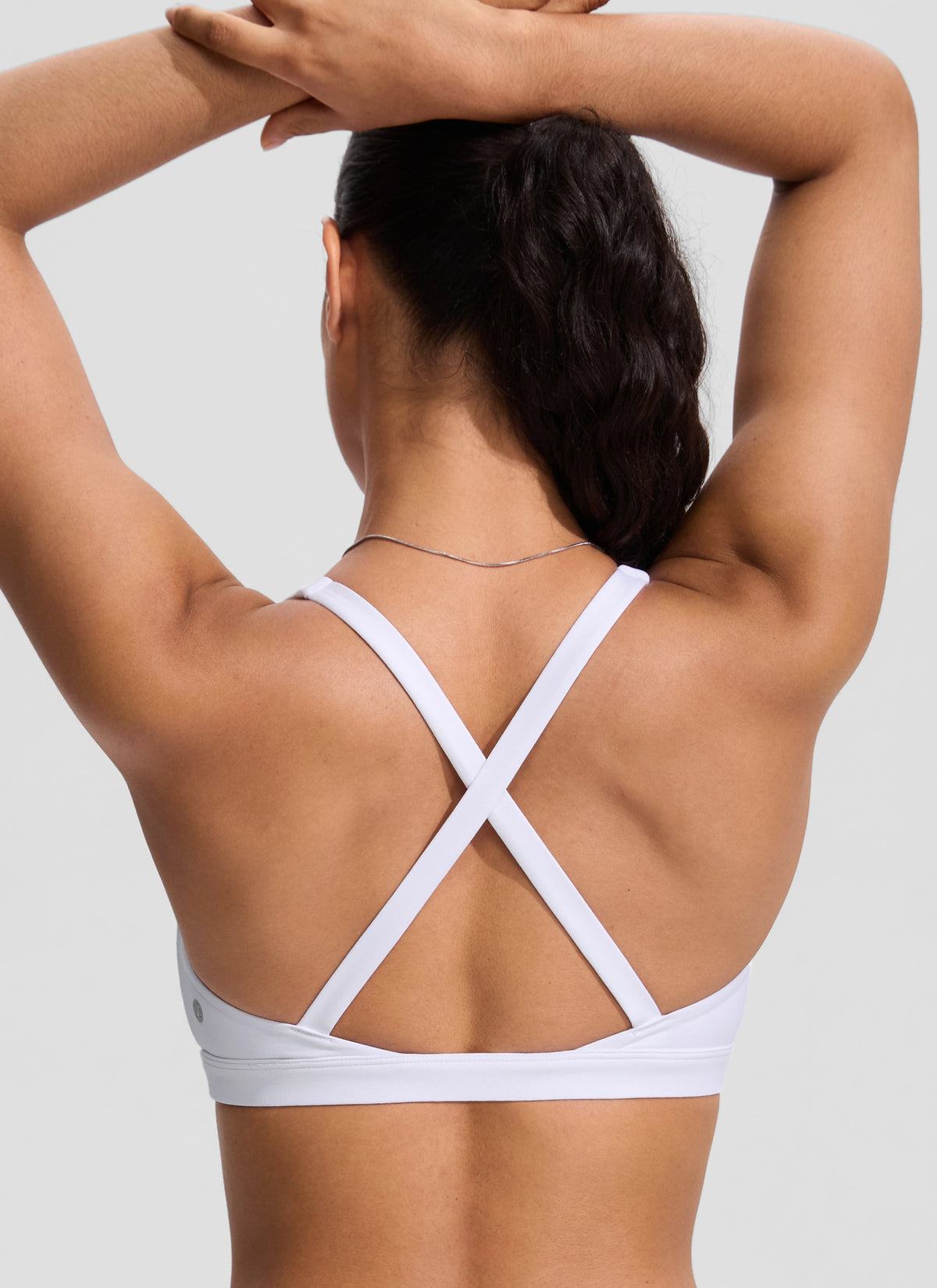 CRZ YOGA Women's Swimwear Twist Front Cut Out Cross Back Bikini Tops White @model_info:C