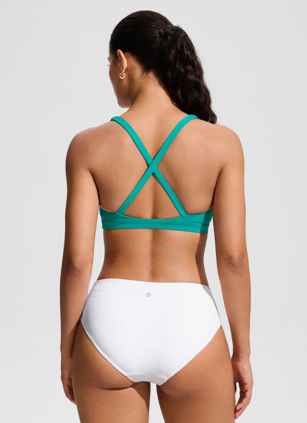 CRZ YOGA Women's Swimwear Twist Front Cut Out Cross Back Bikini Tops Blarney Green @model_info:Ca