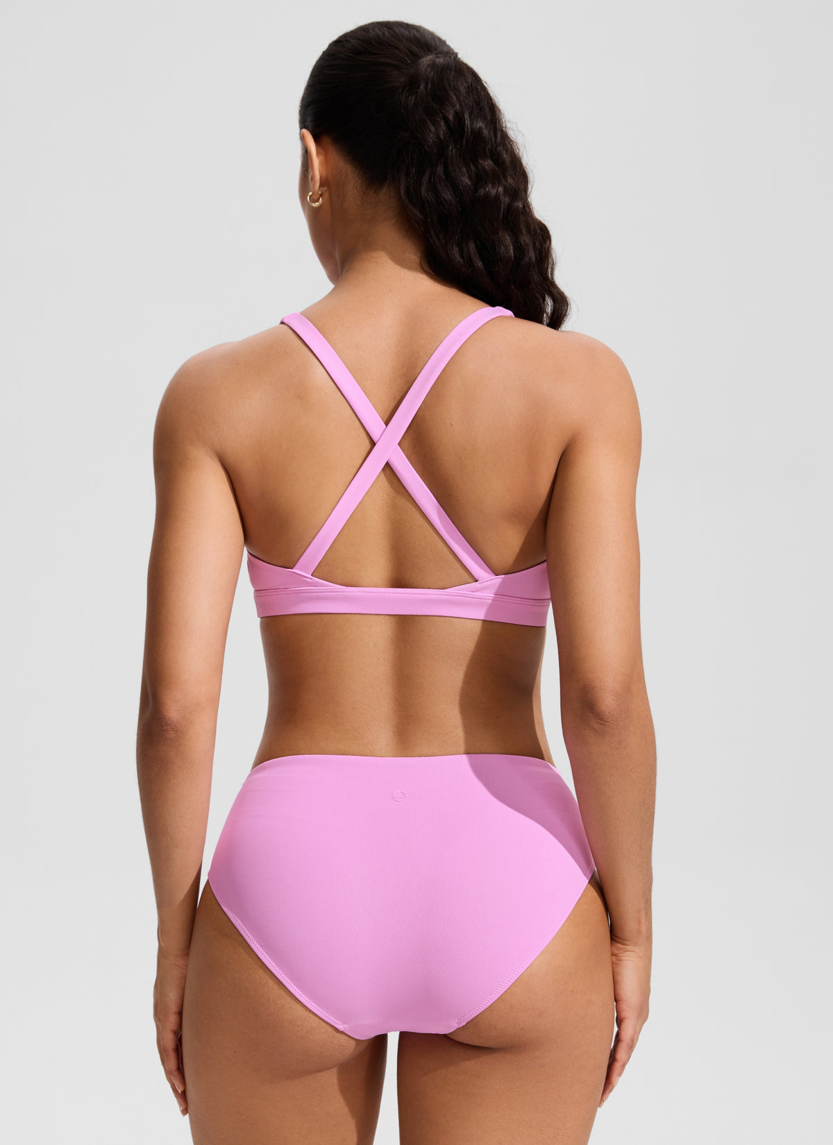 CRZ YOGA Women's Swimwear Twist Front Cut Out Cross Back Bikini Tops Vita Pink @model_info:C