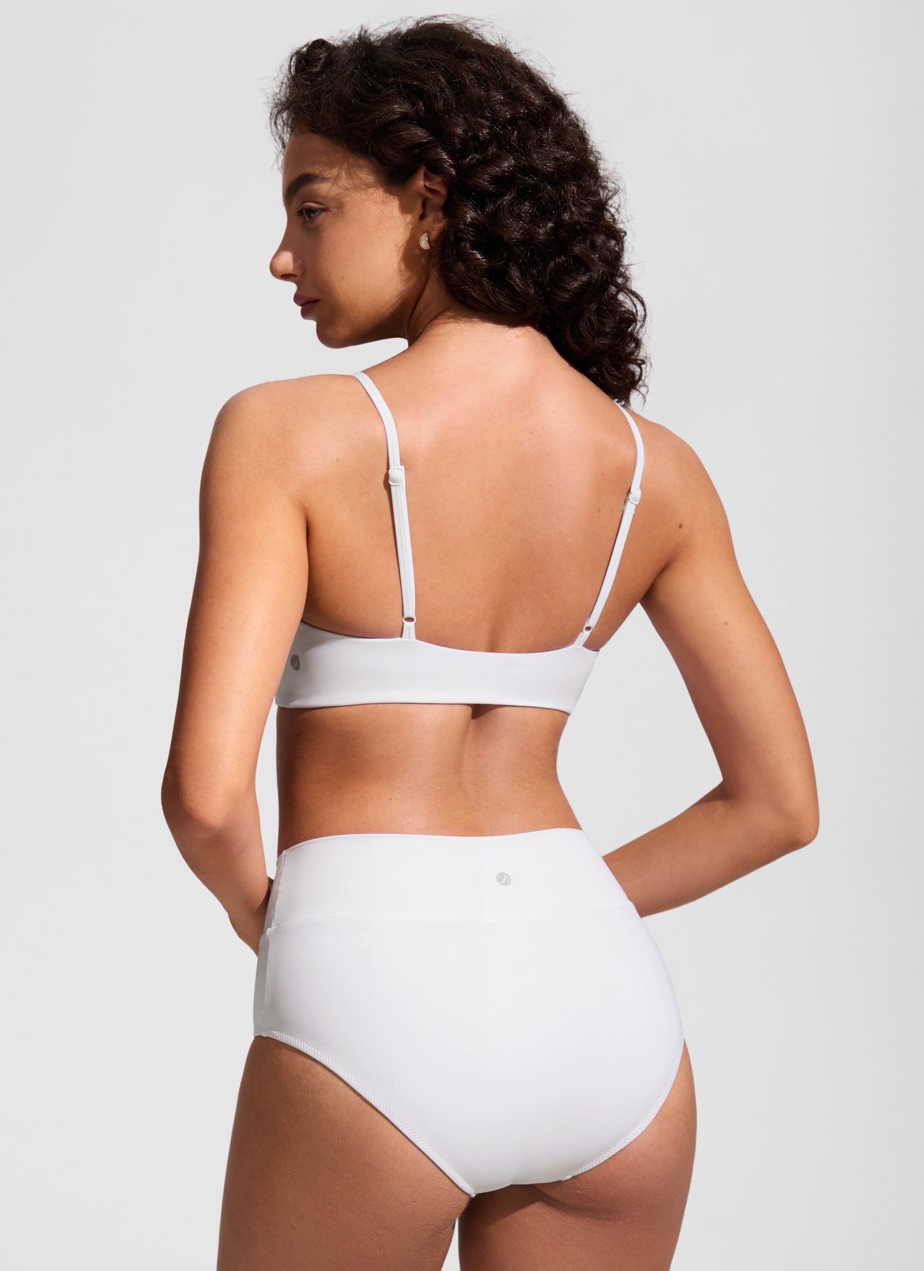 CRZ YOGA Women's Nexfeel Double Lined V Neck Non Padded Bikini Tops White @model_info:A