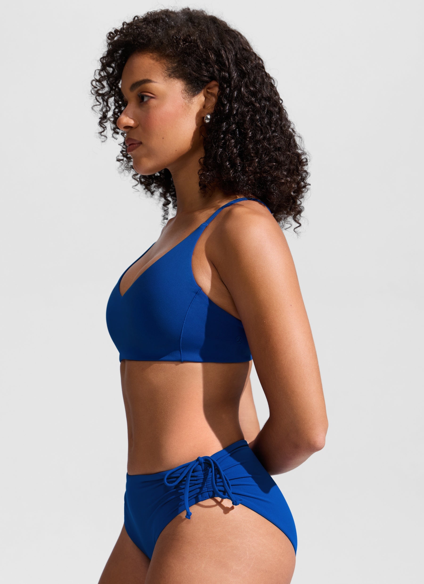CRZ YOGA Women's Nexfeel Double Lined V Neck Non Padded Bikini Tops Waves Blue @model_info:F