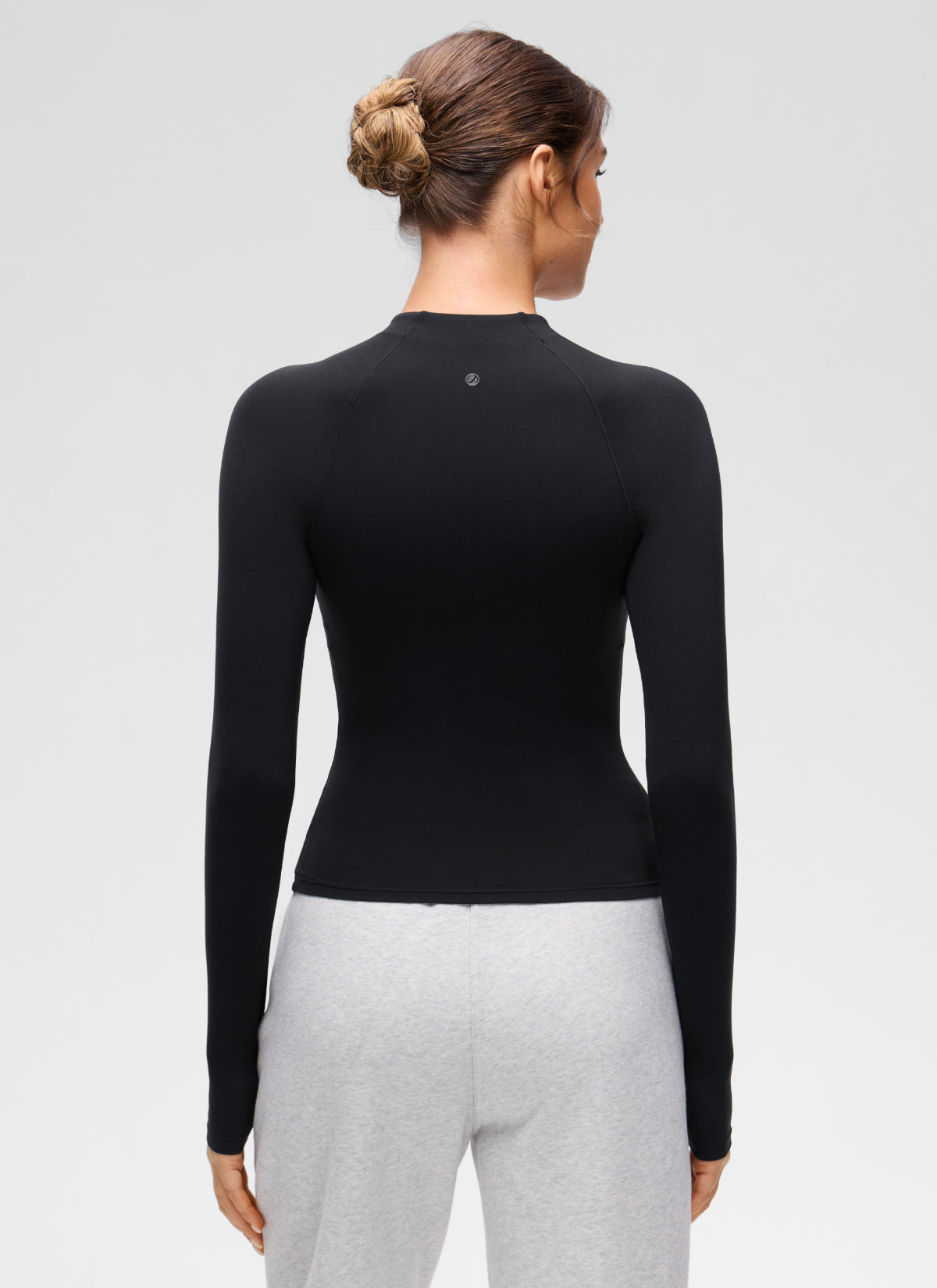 CRZ YOGA Women's Softembrace Casual Half-Zip Waist Length Long Sleeve Black @model_info:Gelya