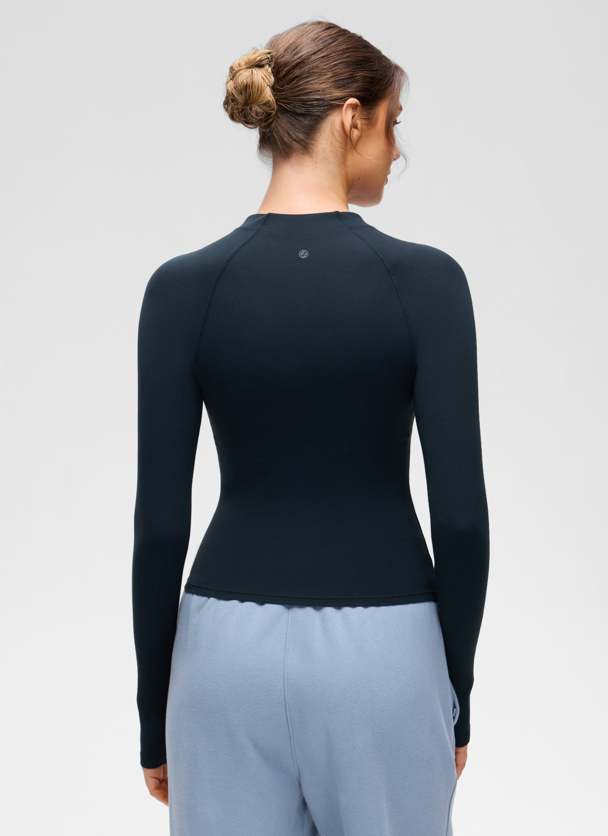 CRZ YOGA Women's Softembrace Casual Half-Zip Waist Length Long Sleeve True Navy @model_info:Gelya