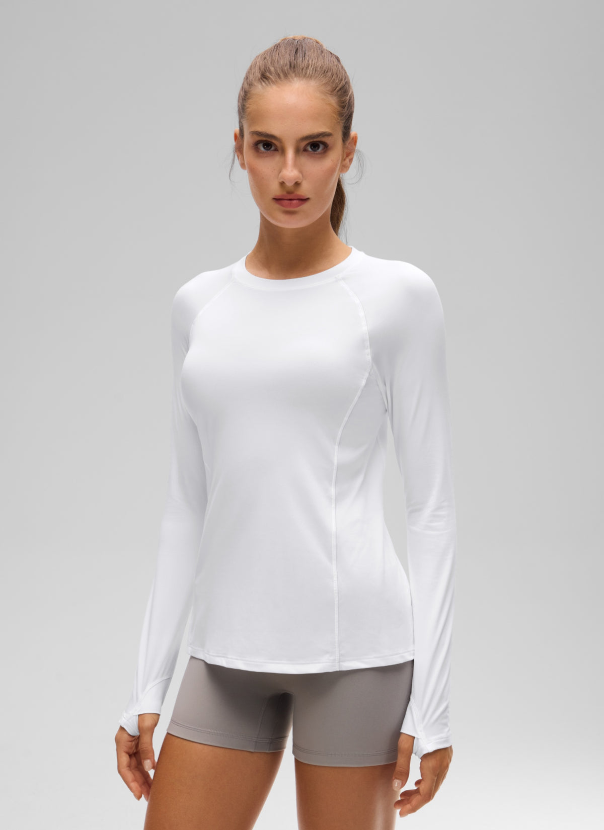 CRZ YOGA Women's Lightweight Sun Shirt Long Sleeve Tops UPF 50+ White @model_info:T