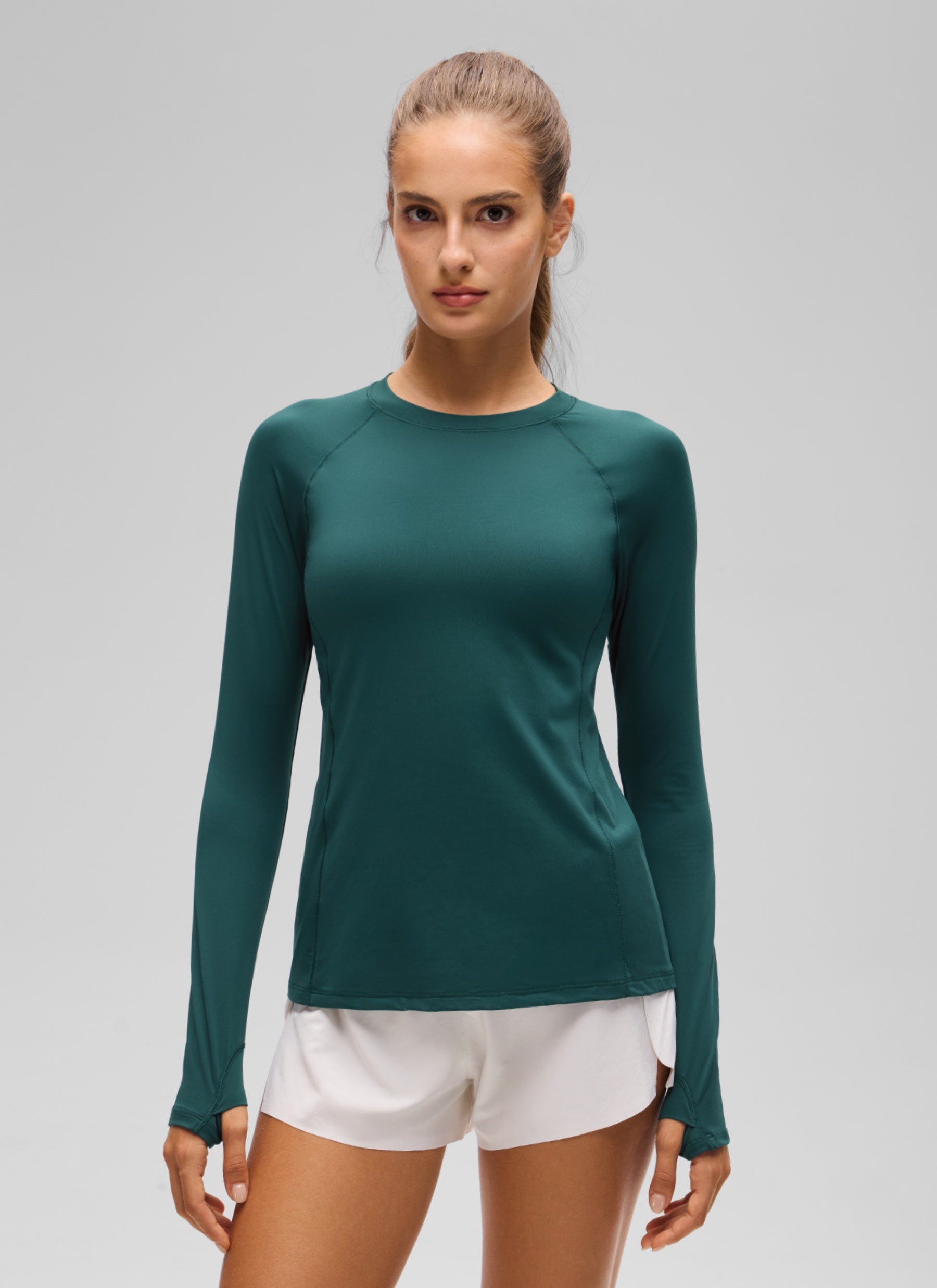 CRZ YOGA Women's Lightweight Sun Shirt Long Sleeve Tops UPF 50+ Forest Green @model_info:T