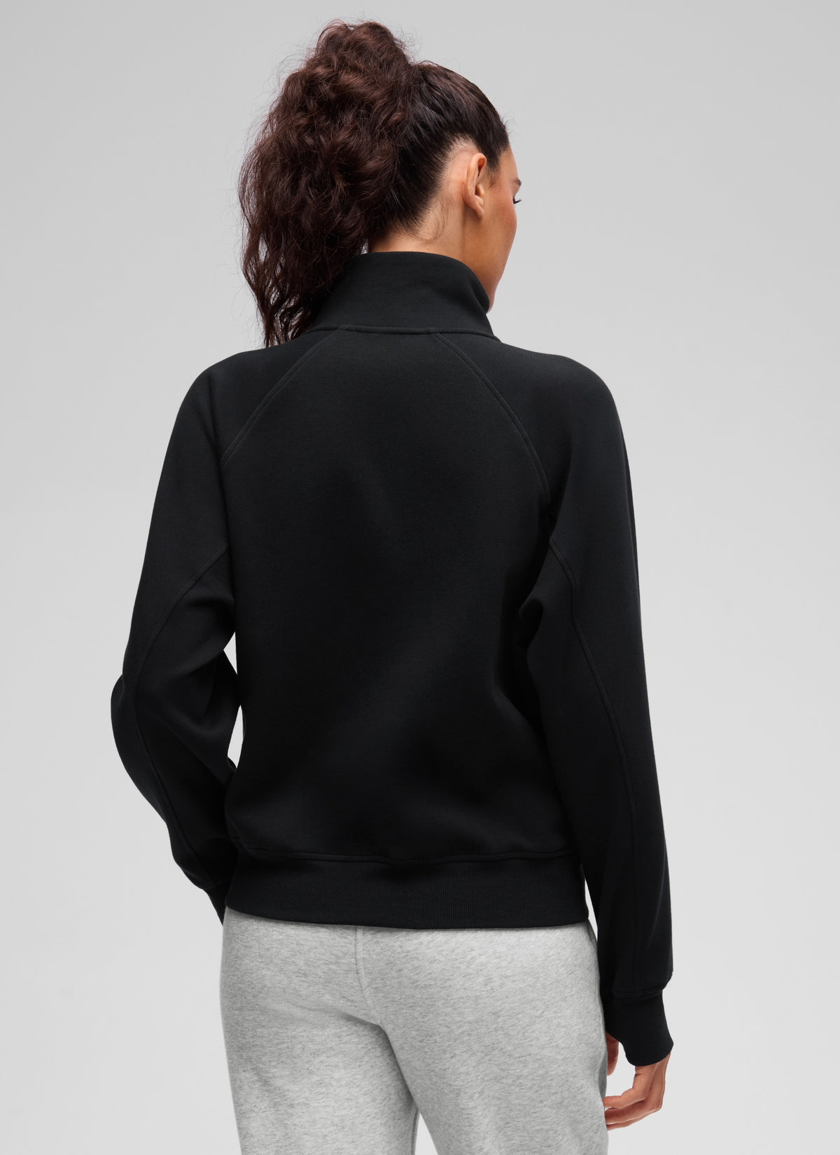 CRZ YOGA Women's HugSpacer Half-Zip Waist Length Pocket Sweatshirt Black @model_info:V
