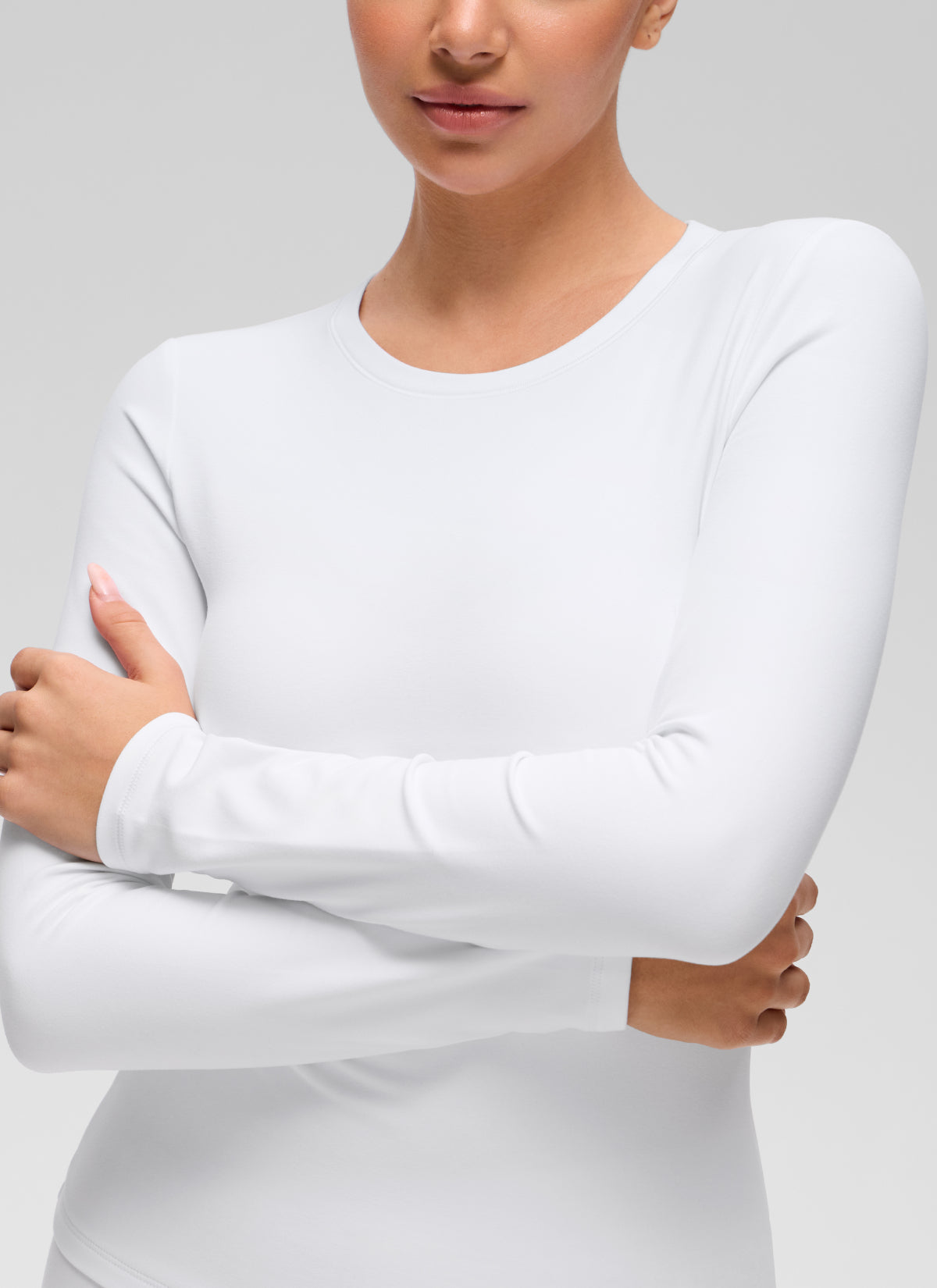 CRZ YOGA Women's Softembrace Fleece Lined Thermal Casual Underwear Set White @model_info:Anano